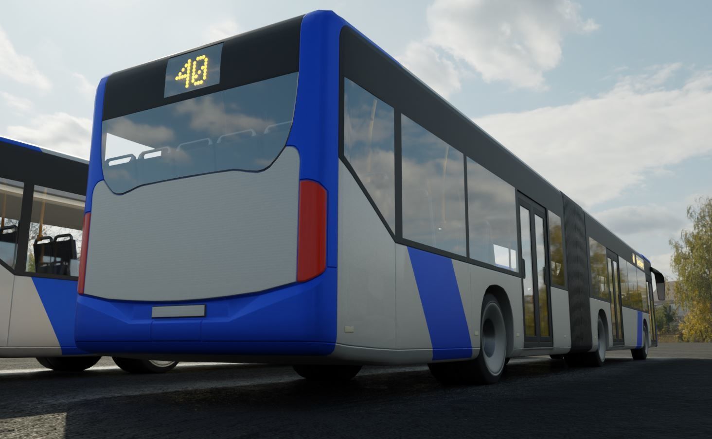 Articulated City Bus Blue-White Low-poly 3D model_17
