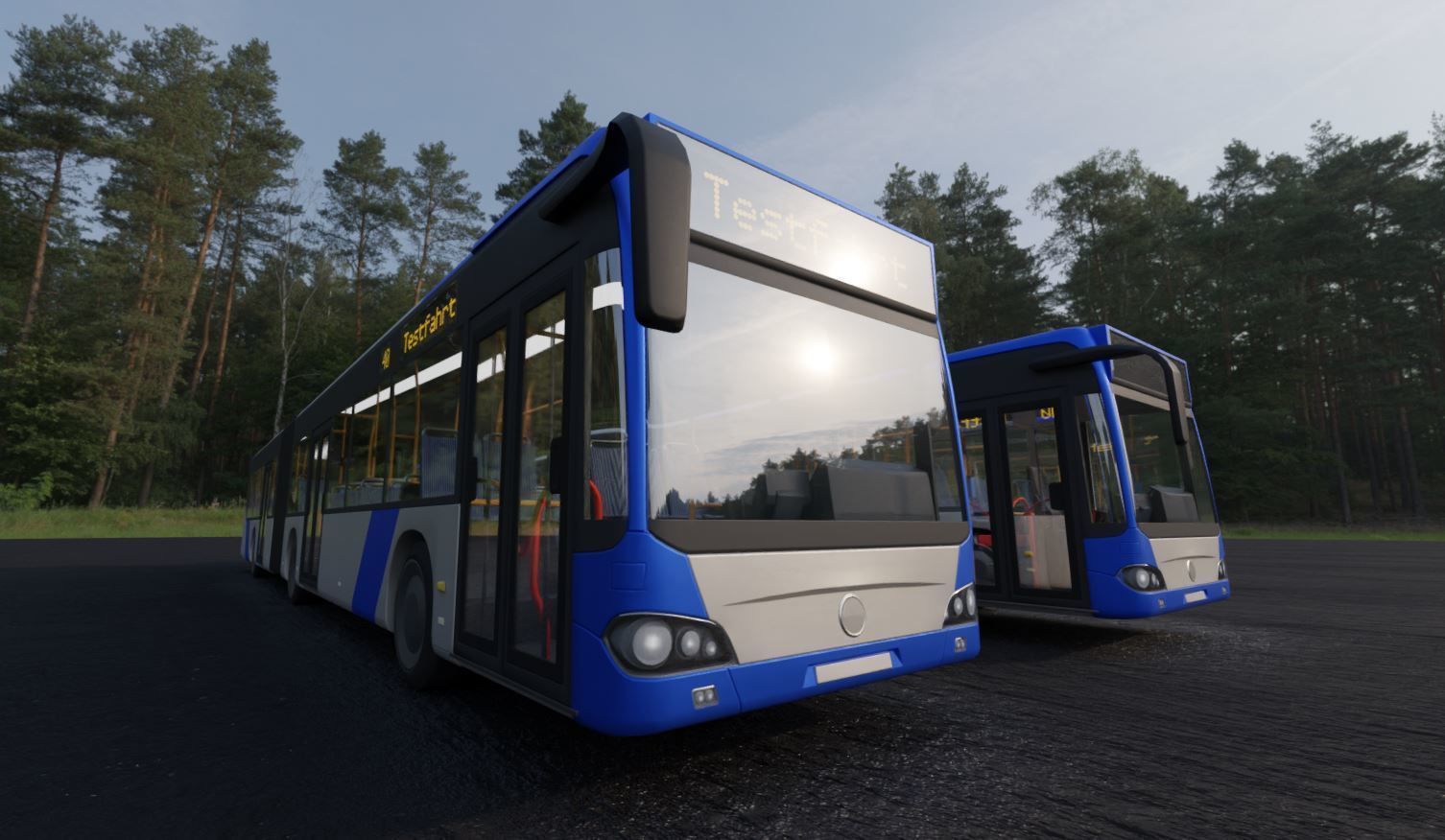 Articulated City Bus Blue-White Low-poly 3D model_5