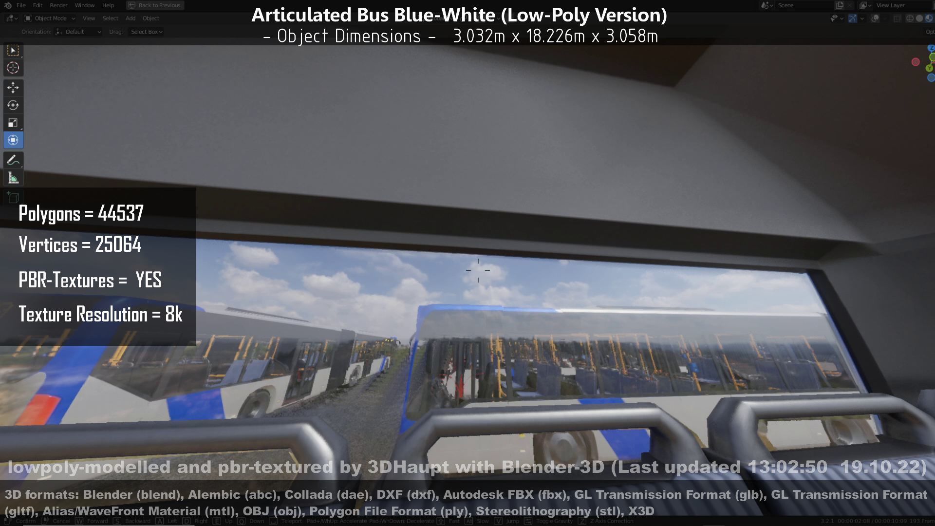 Articulated City Bus Blue-White Low-poly 3D model_85