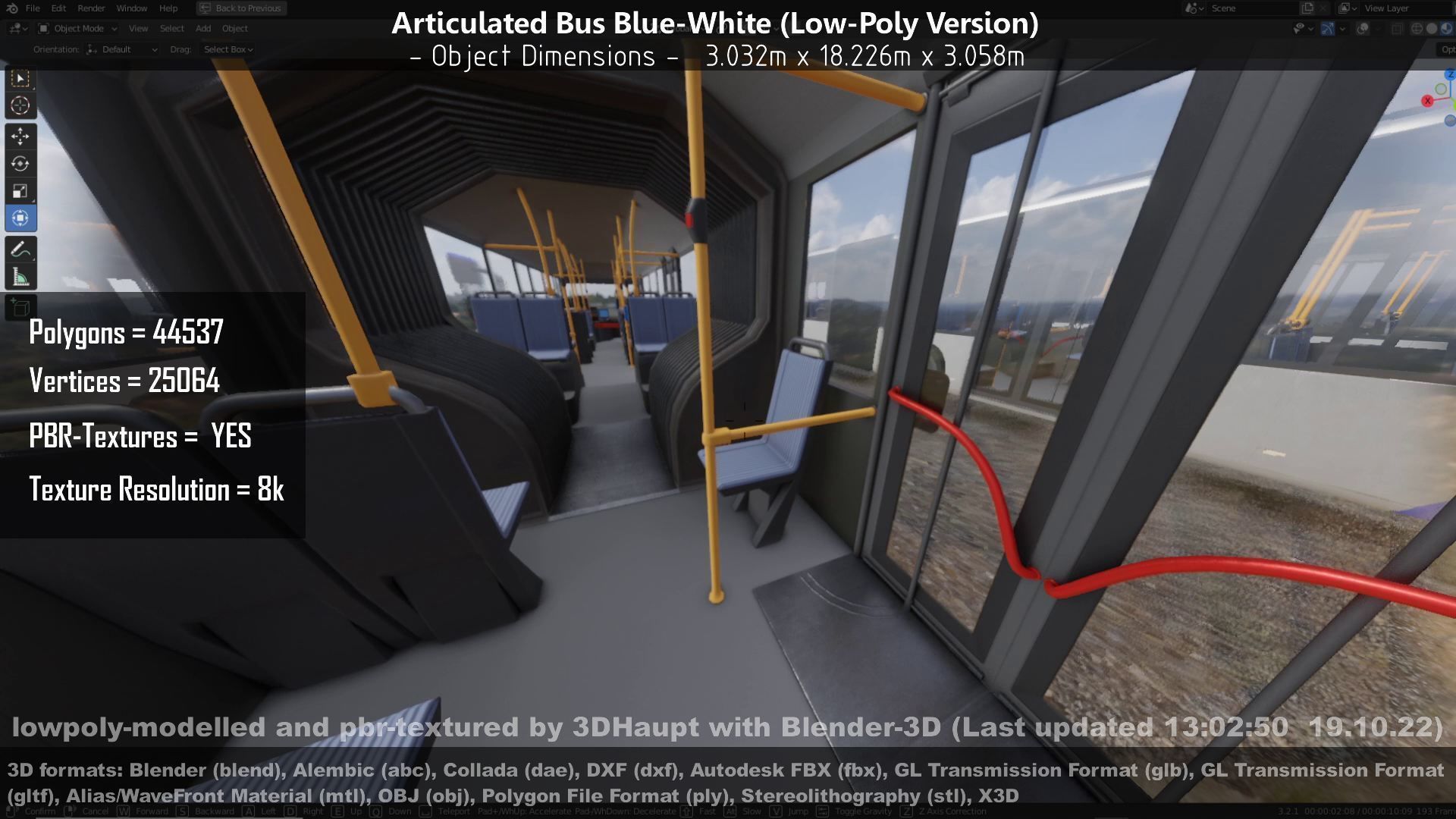 Articulated City Bus Blue-White Low-poly 3D model_52