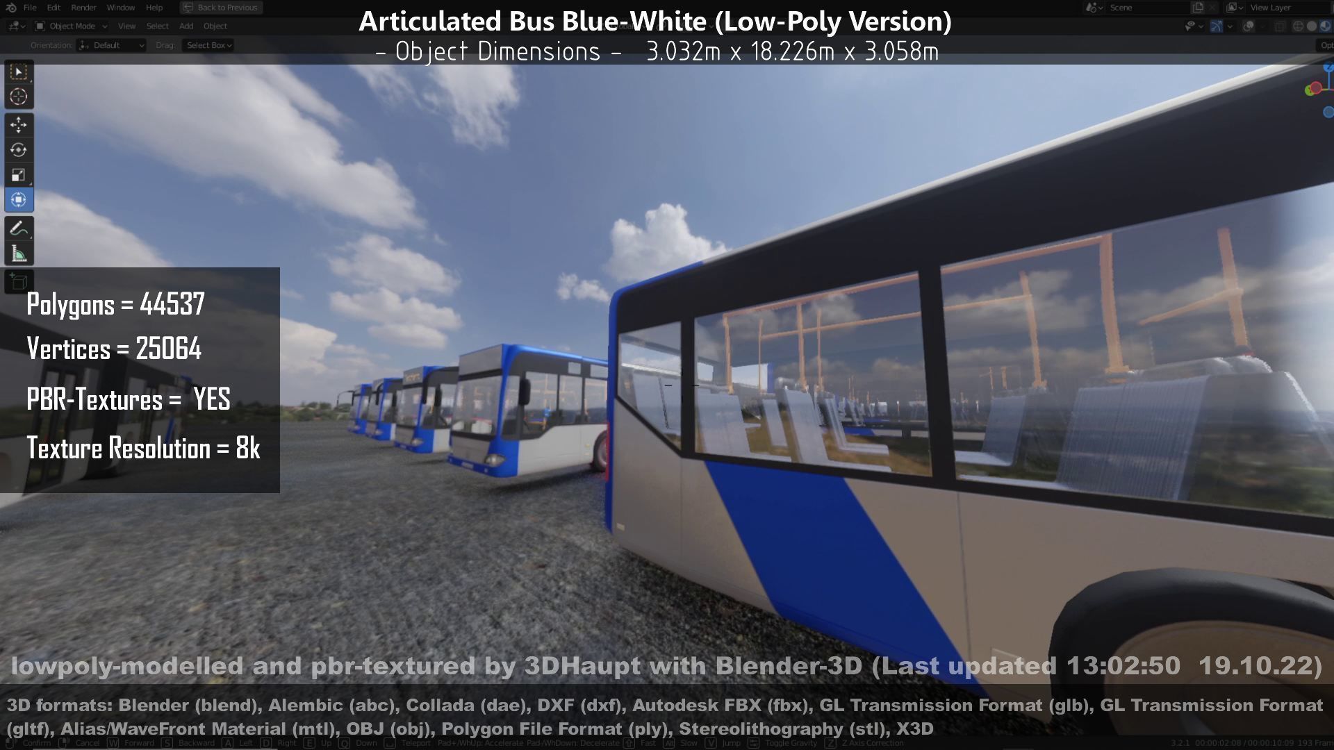 Articulated City Bus Blue-White Low-poly 3D model_98