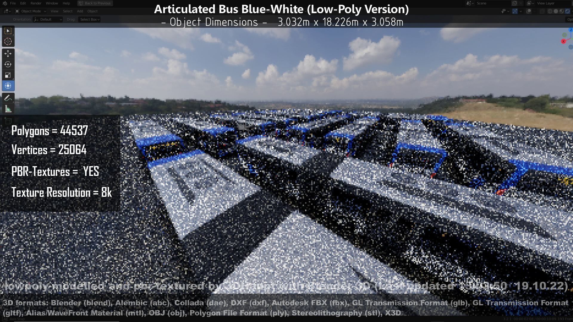 Articulated City Bus Blue-White Low-poly 3D model_107