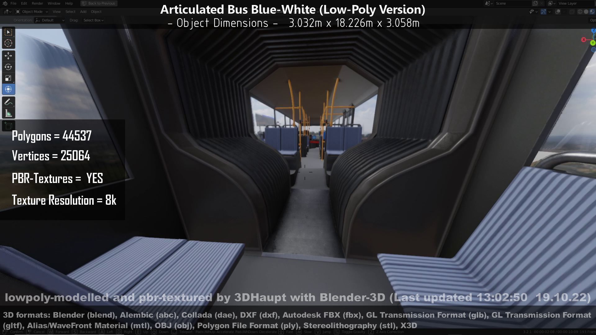 Articulated City Bus Blue-White Low-poly 3D model_111