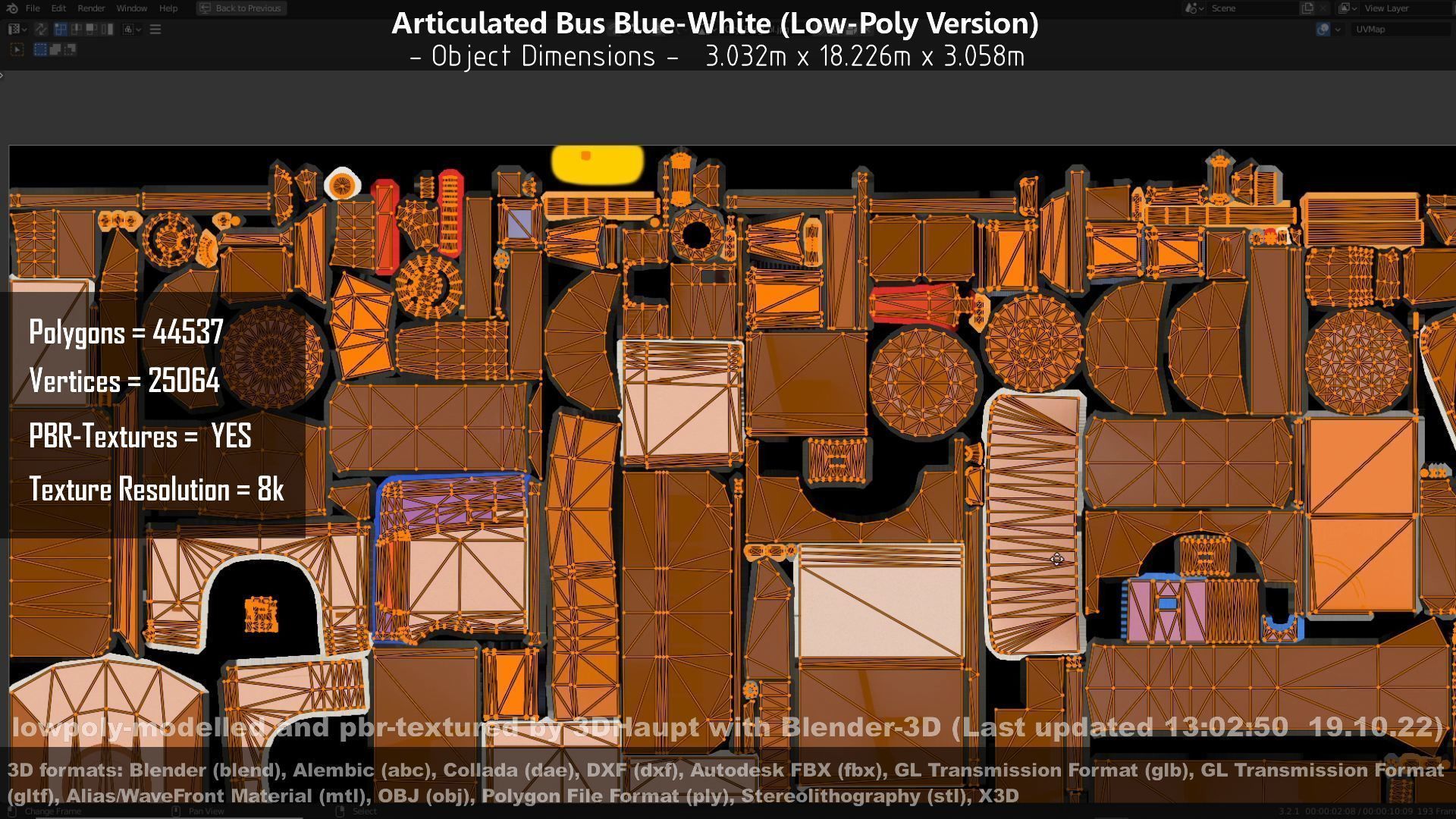 Articulated City Bus Blue-White Low-poly 3D model_143