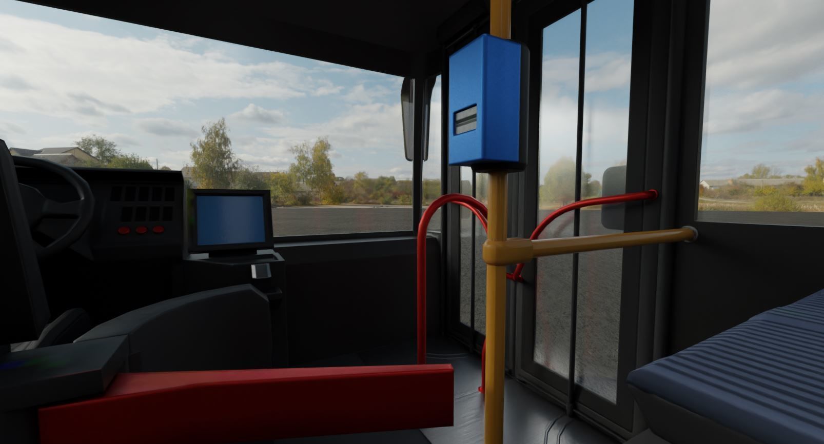 Articulated City Bus Blue-White Low-poly 3D model_33