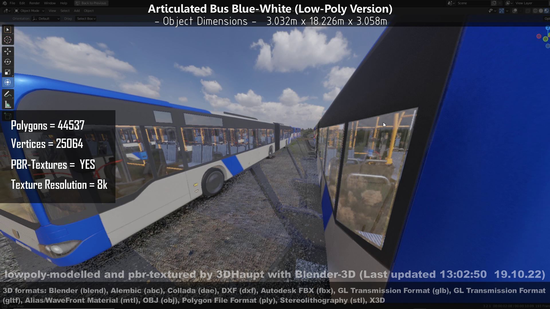 Articulated City Bus Blue-White Low-poly 3D model_118