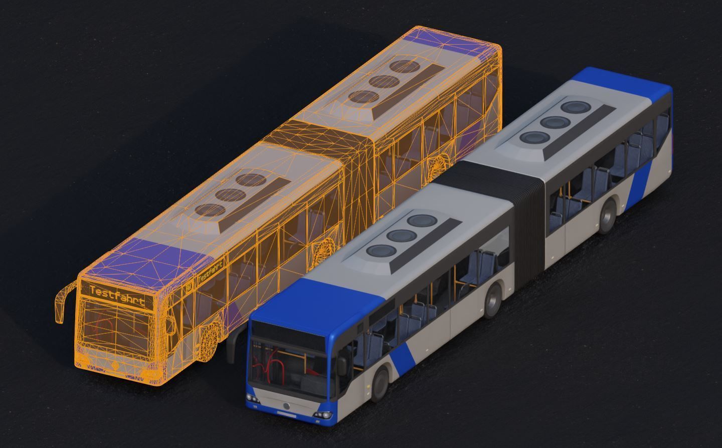 Articulated City Bus Blue-White Low-poly 3D model_28