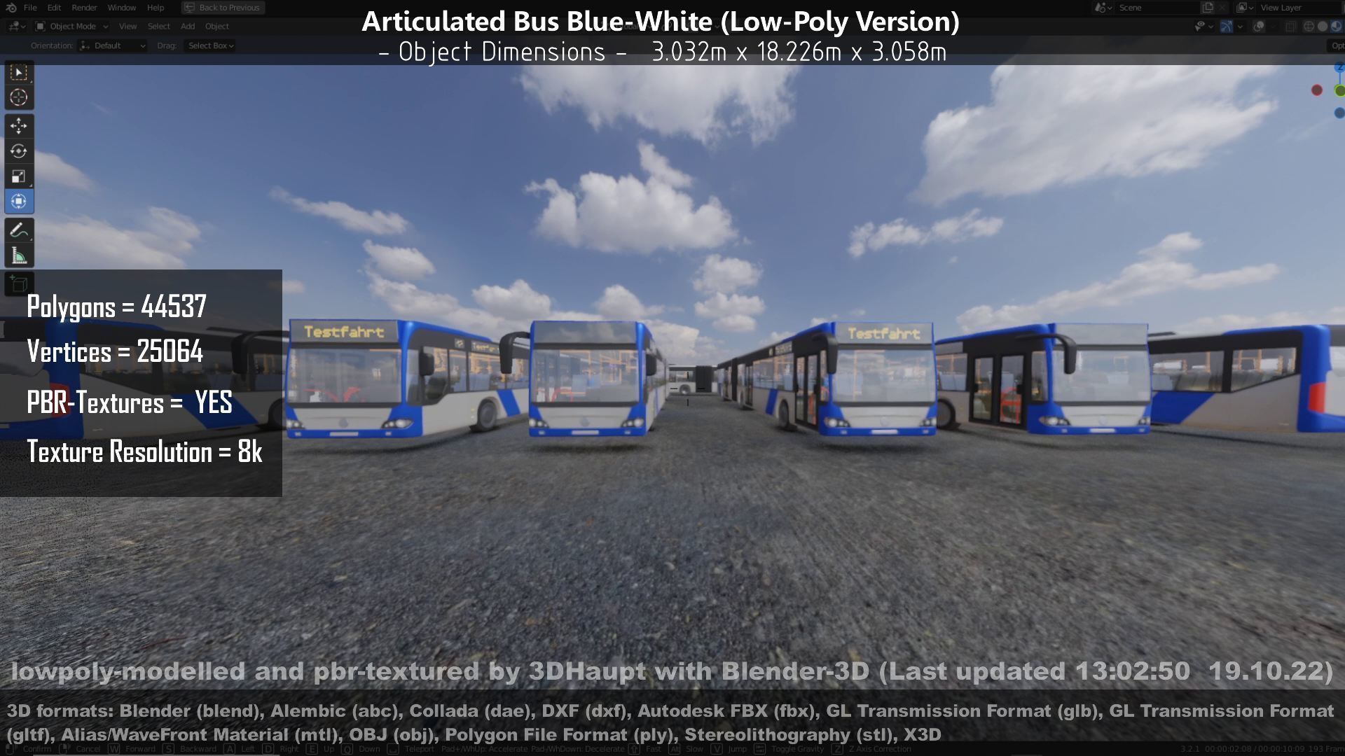 Articulated City Bus Blue-White Low-poly 3D model_129