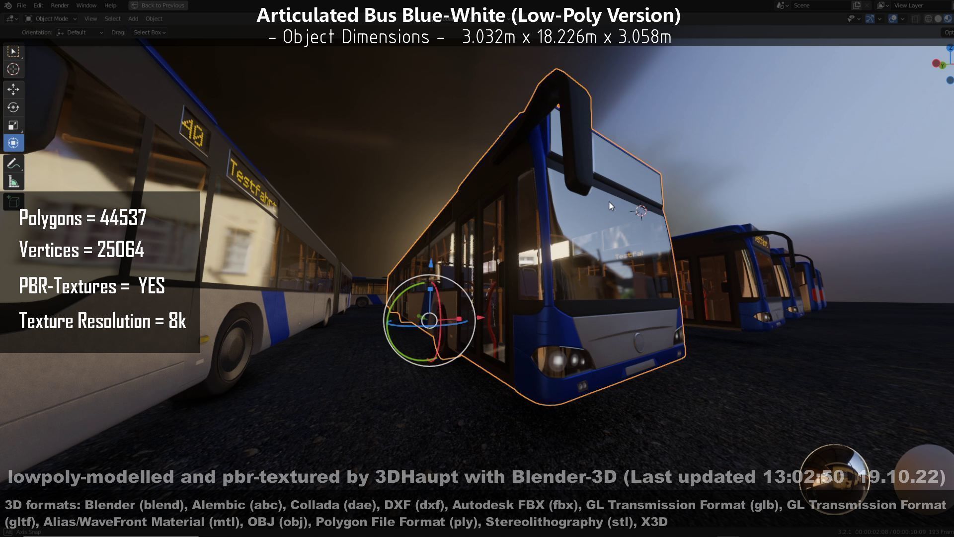 Articulated City Bus Blue-White Low-poly 3D model_71