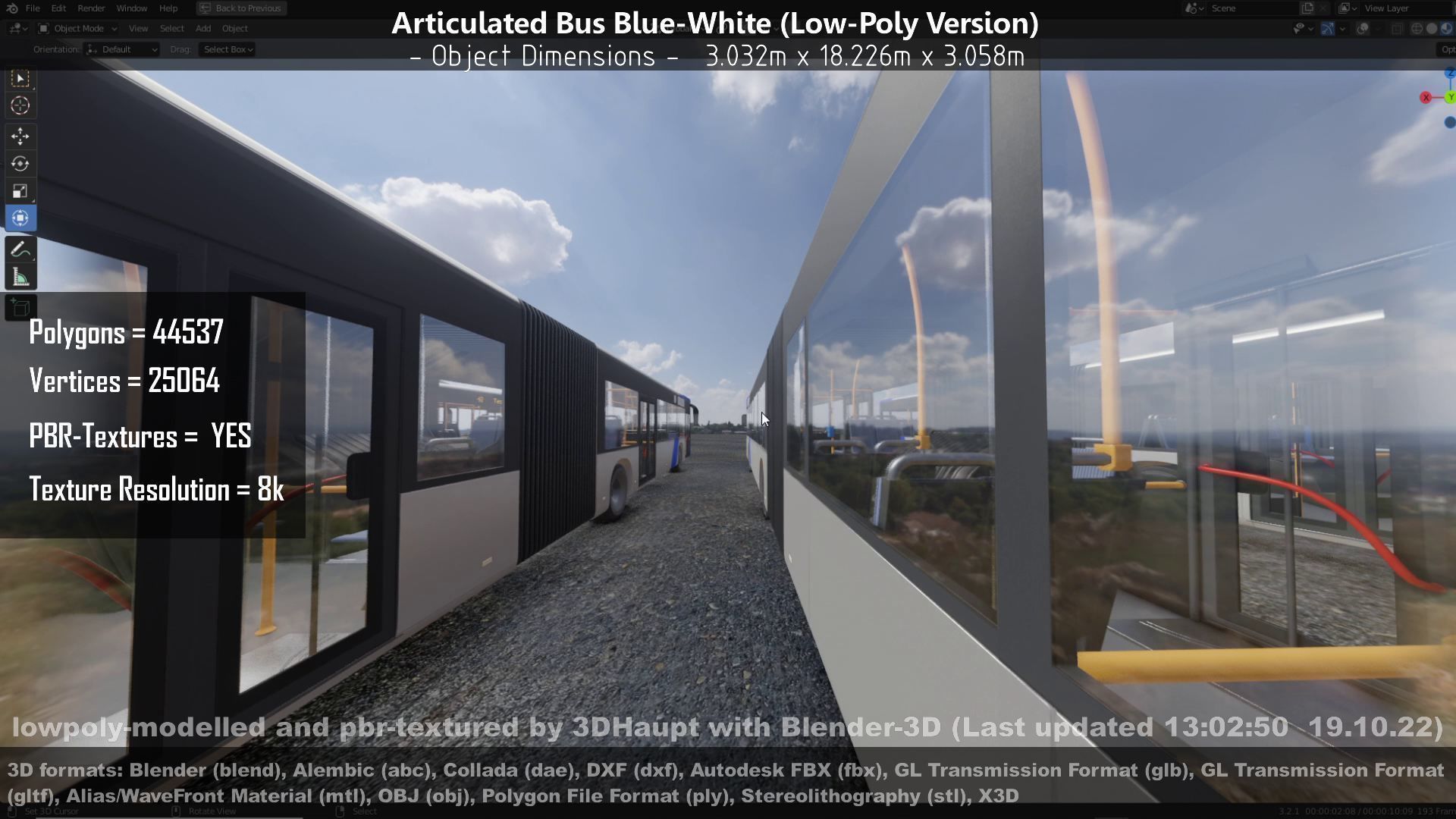 Articulated City Bus Blue-White Low-poly 3D model_101