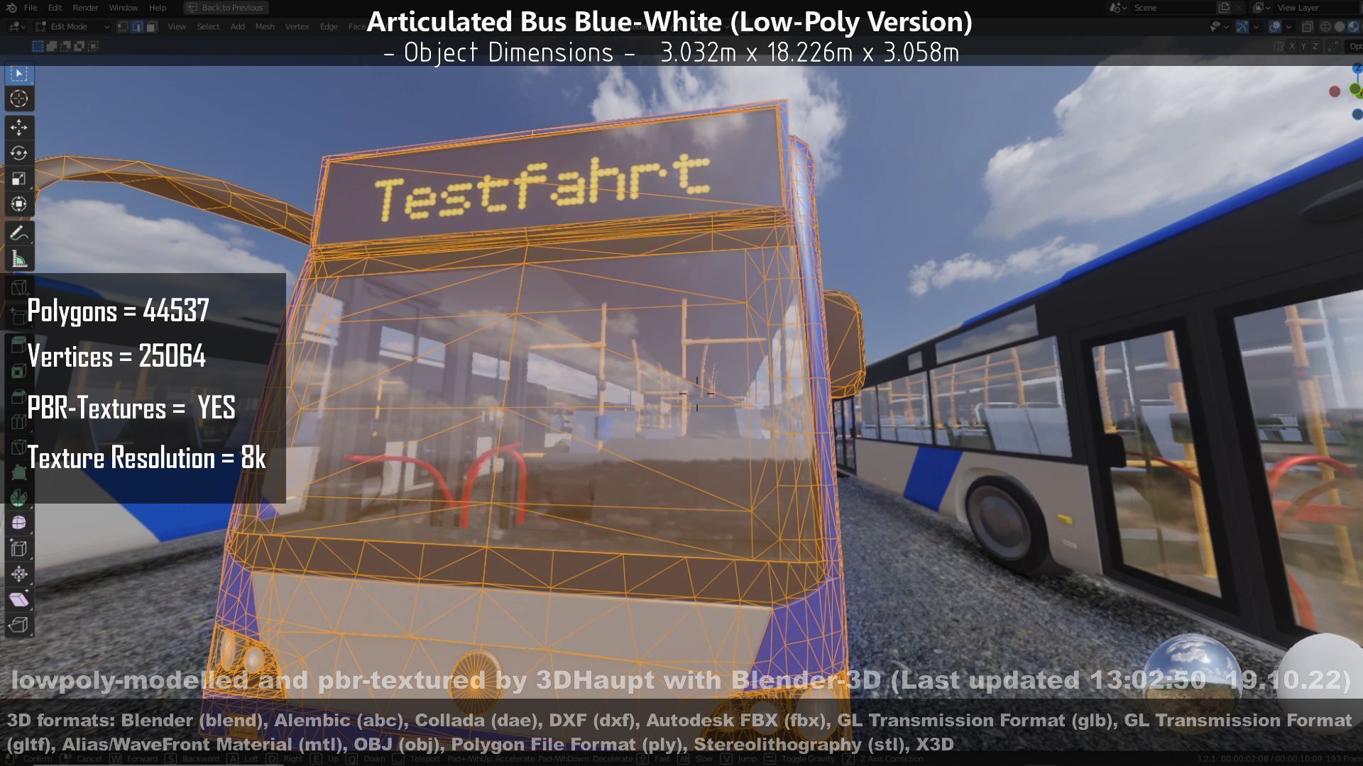 Articulated City Bus Blue-White Low-poly 3D model_49