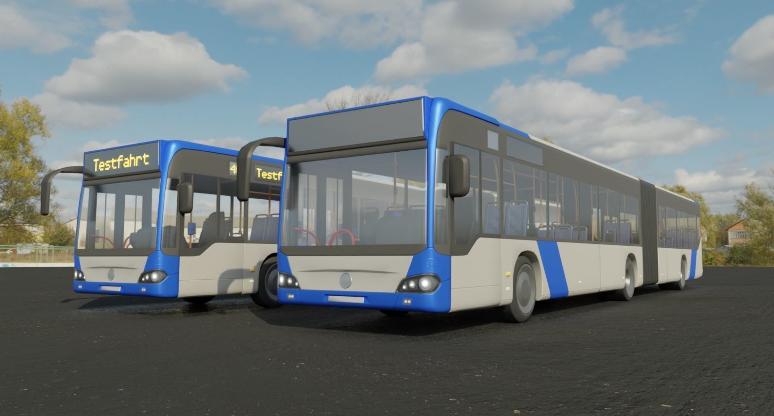 Articulated City Bus Blue-White Low-poly 3D model_11