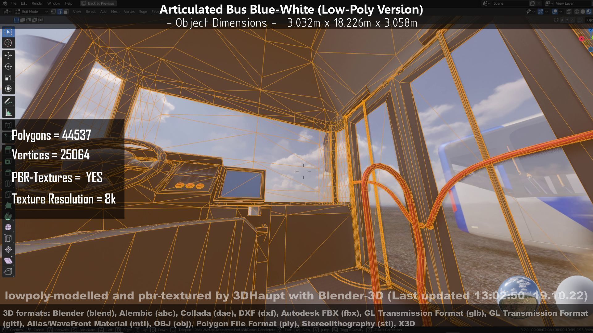 Articulated City Bus Blue-White Low-poly 3D model_127