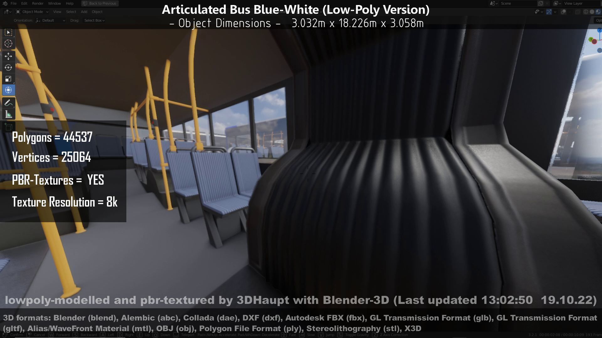 Articulated City Bus Blue-White Low-poly 3D model_109