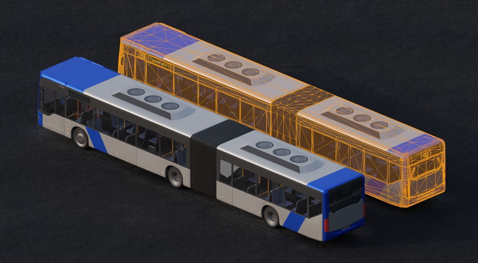 Articulated City Bus Blue-White Low-poly 3D model_13