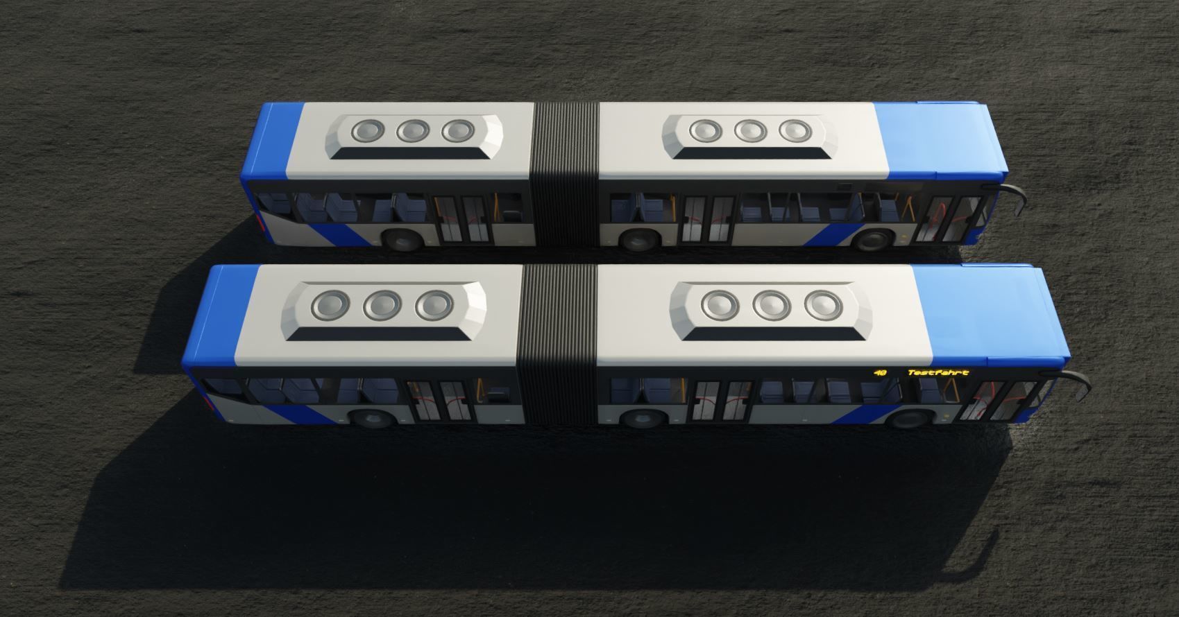 Articulated City Bus Blue-White Low-poly 3D model_4