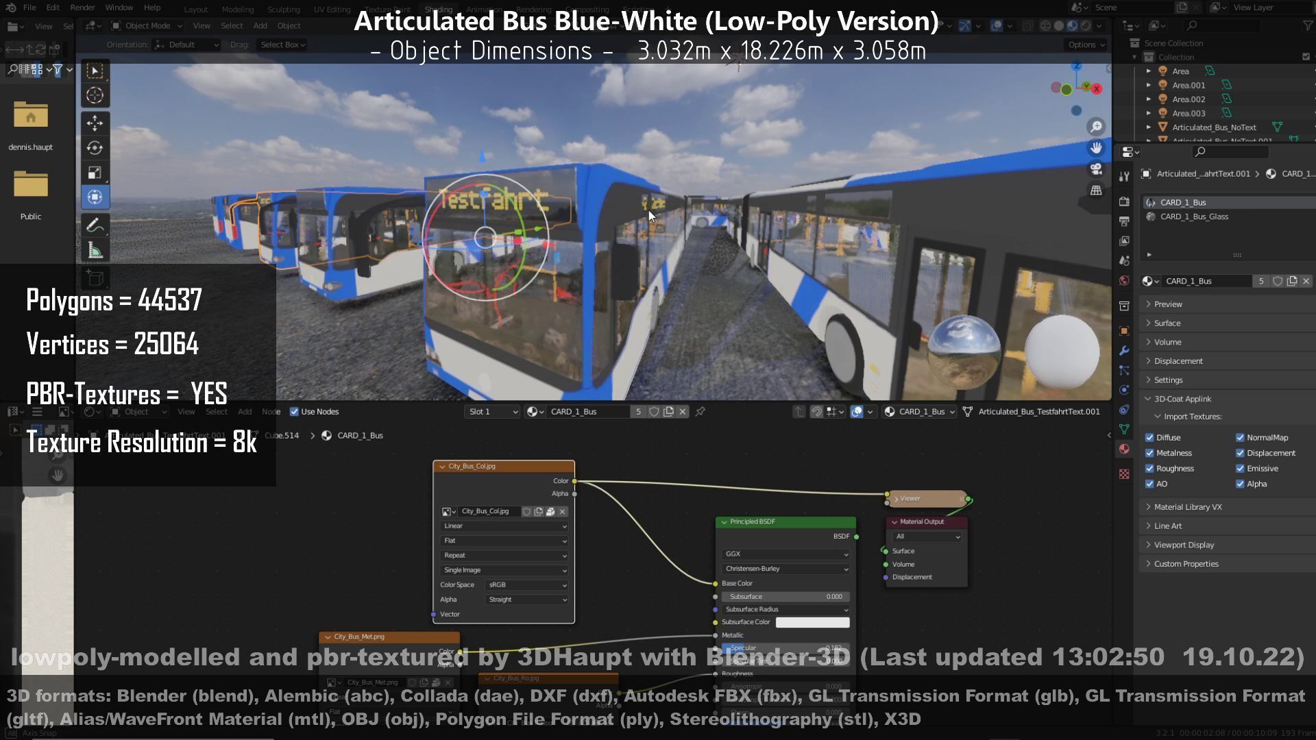 Articulated City Bus Blue-White Low-poly 3D model_134