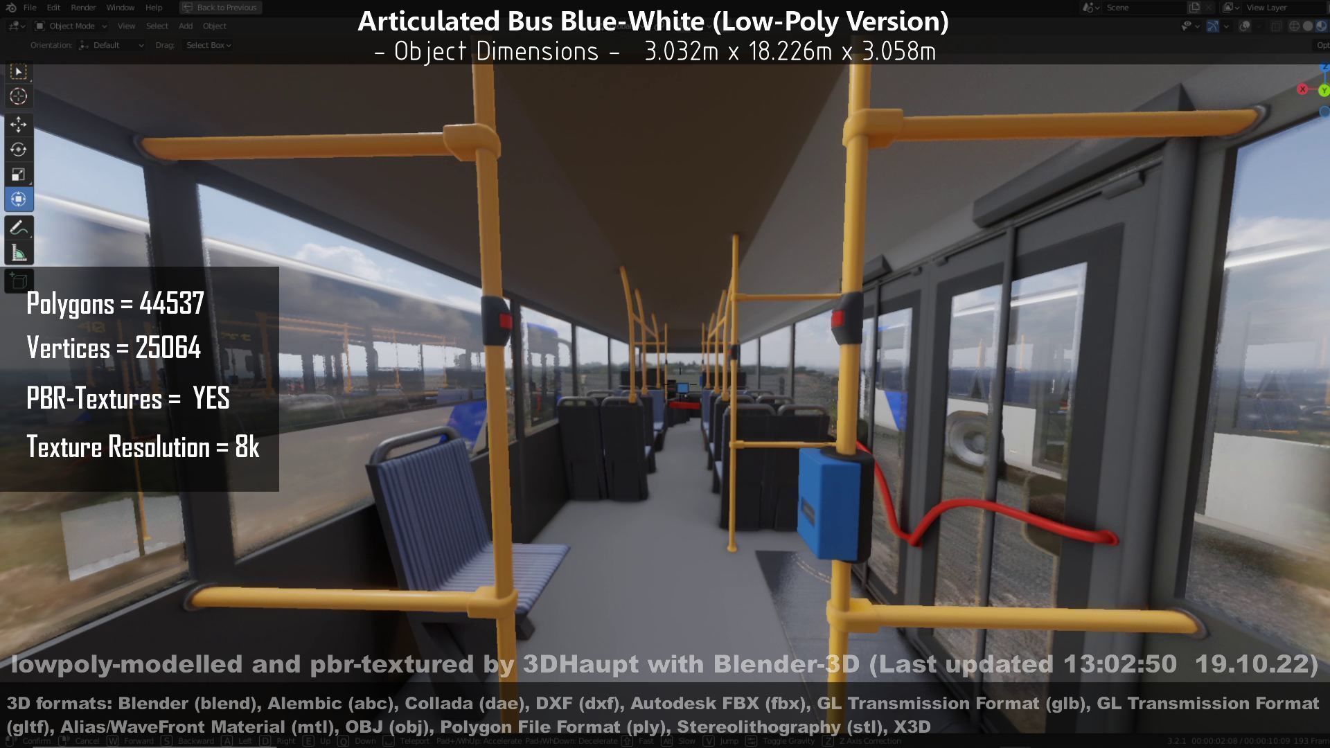 Articulated City Bus Blue-White Low-poly 3D model_102