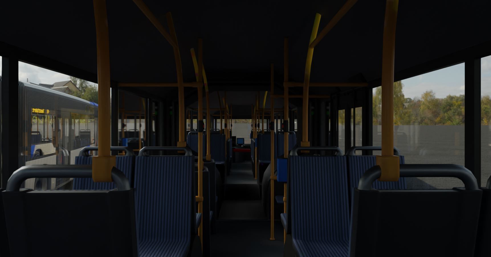 Articulated City Bus Blue-White Low-poly 3D model_27