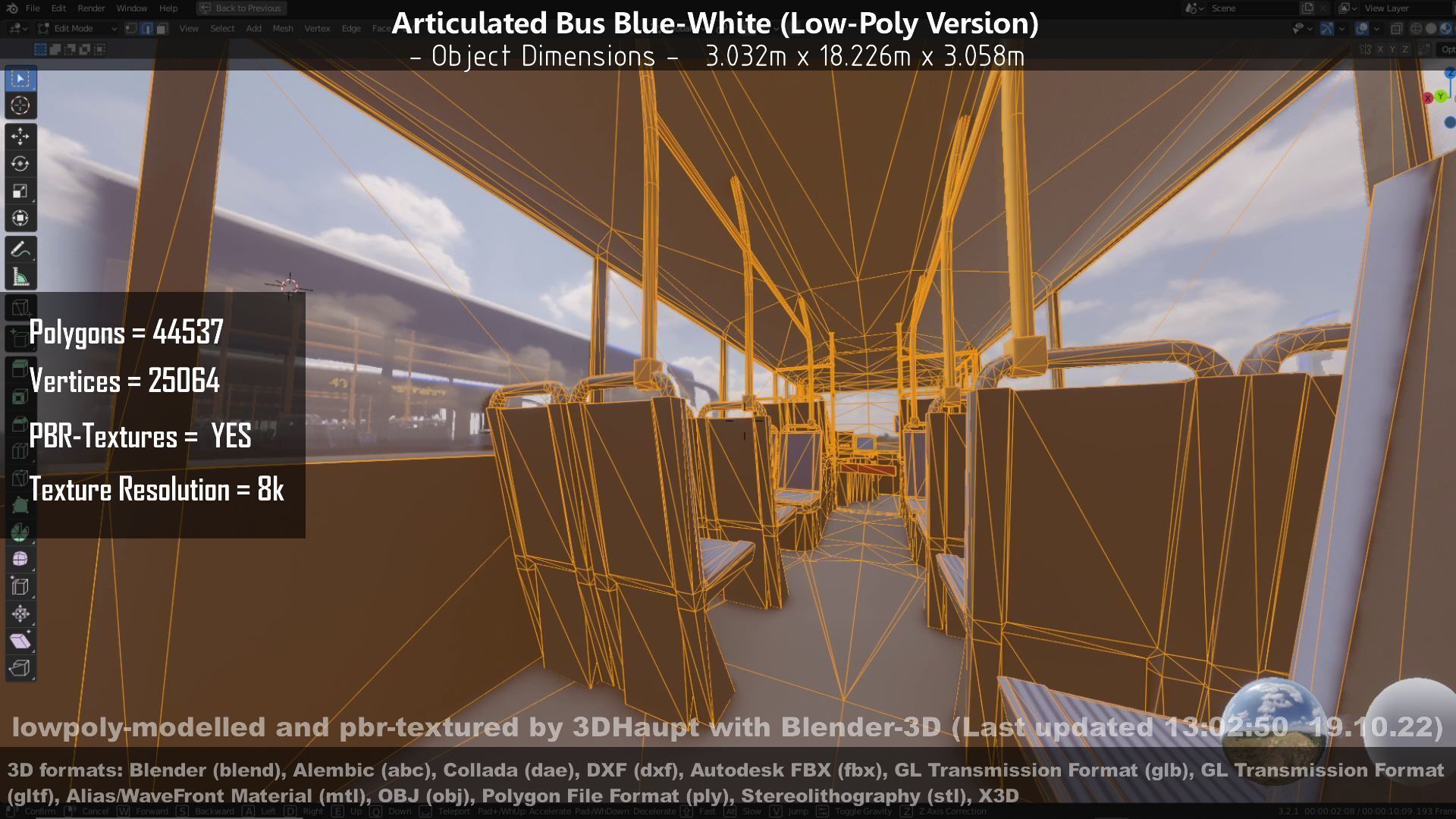 Articulated City Bus Blue-White Low-poly 3D model_122