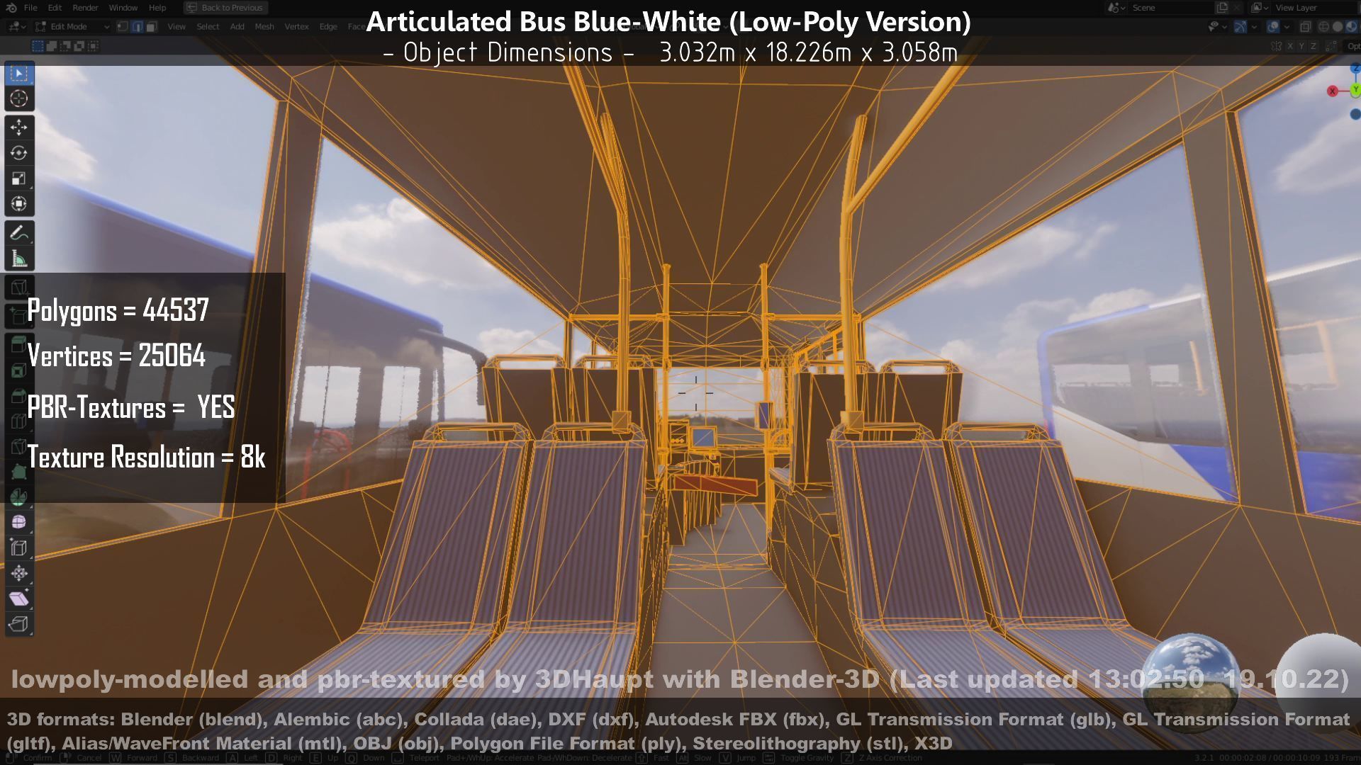 Articulated City Bus Blue-White Low-poly 3D model_46