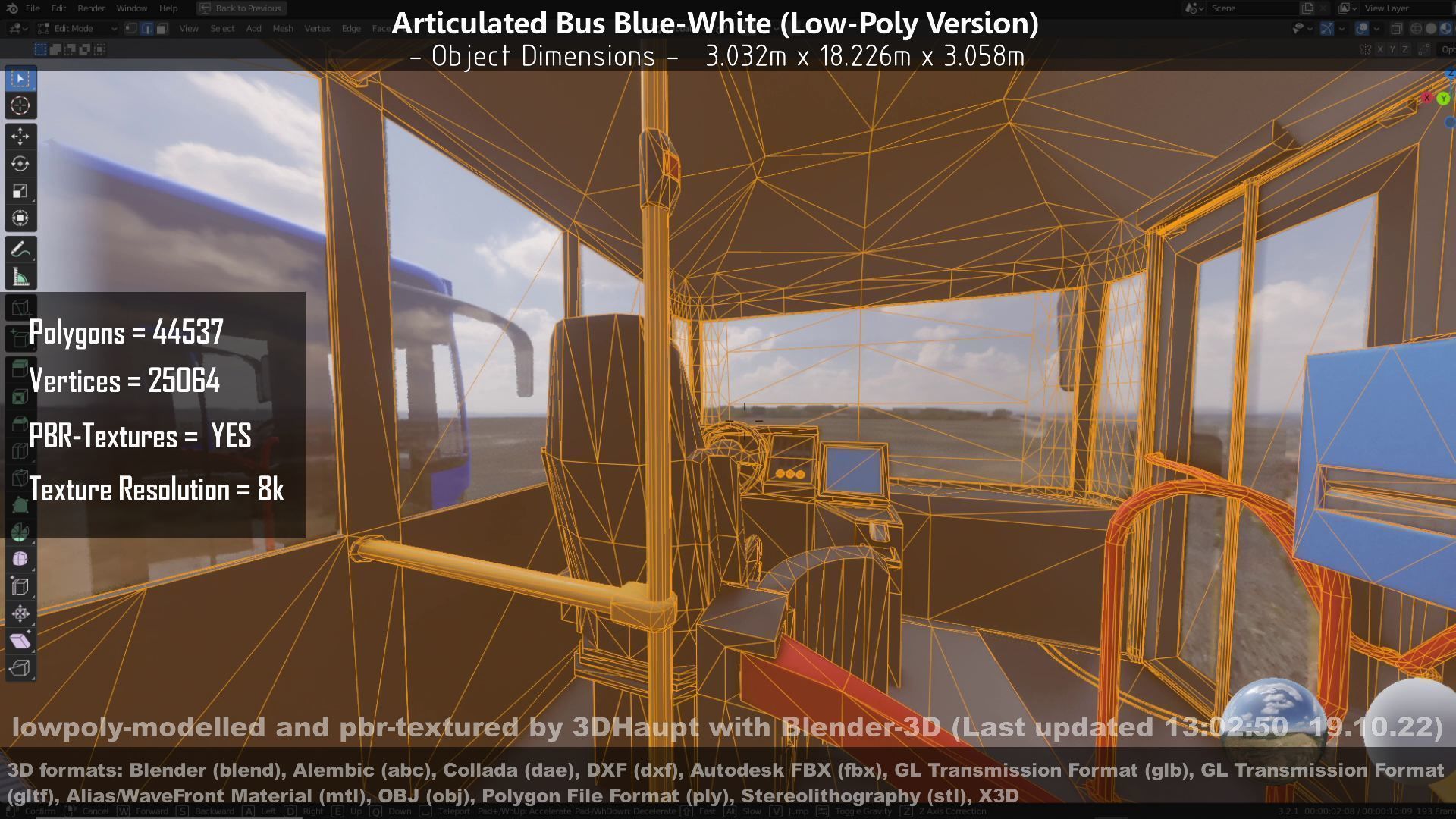 Articulated City Bus Blue-White Low-poly 3D model_125