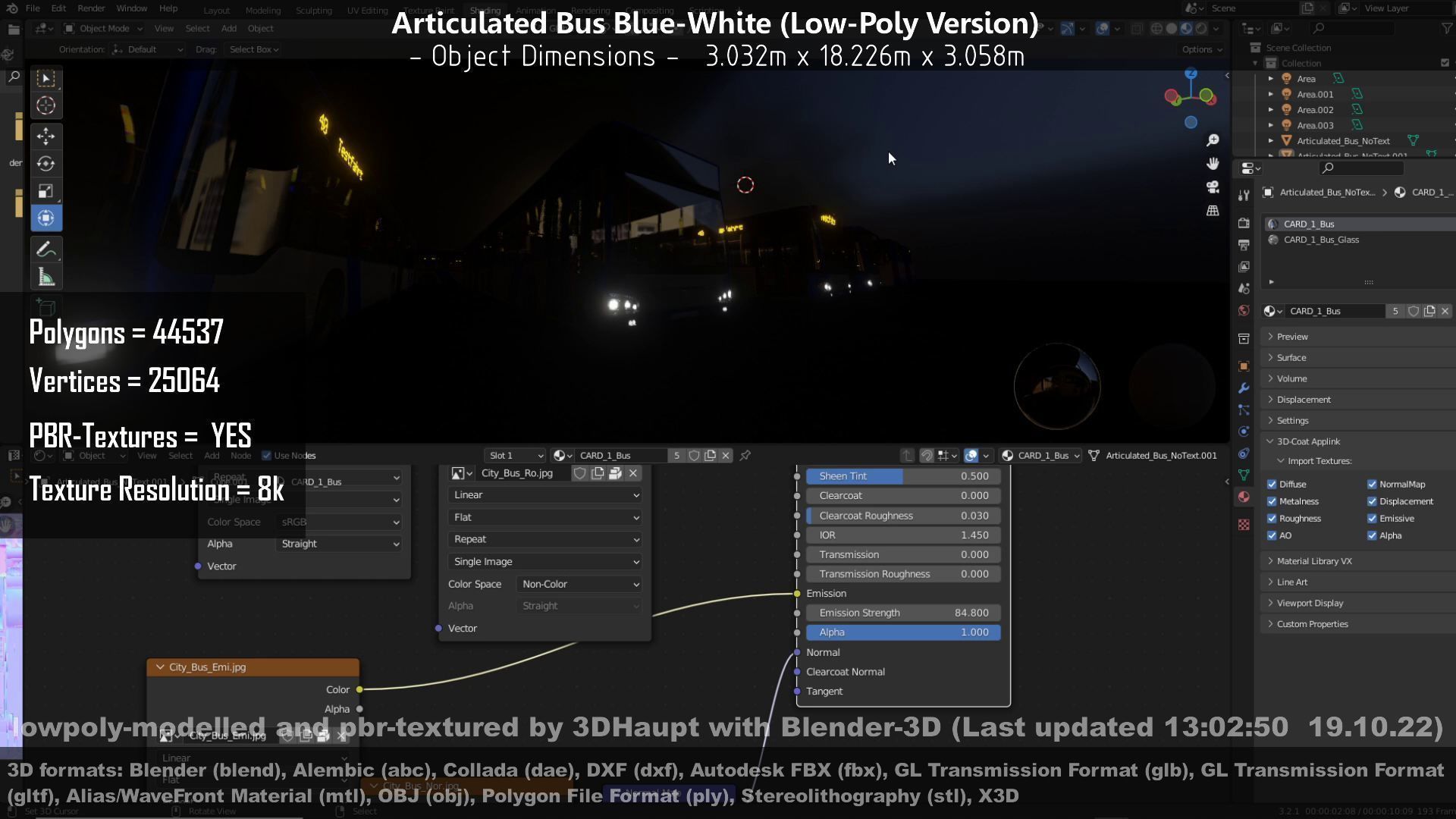 Articulated City Bus Blue-White Low-poly 3D model_73