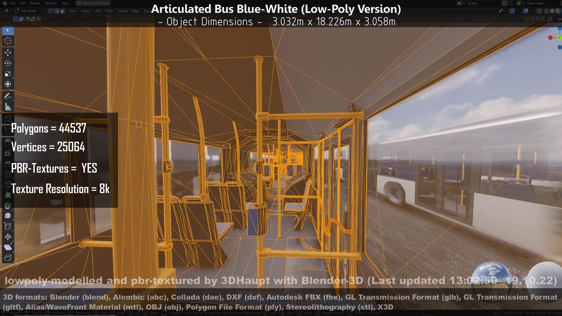 Articulated City Bus Blue-White Low-poly 3D model_96