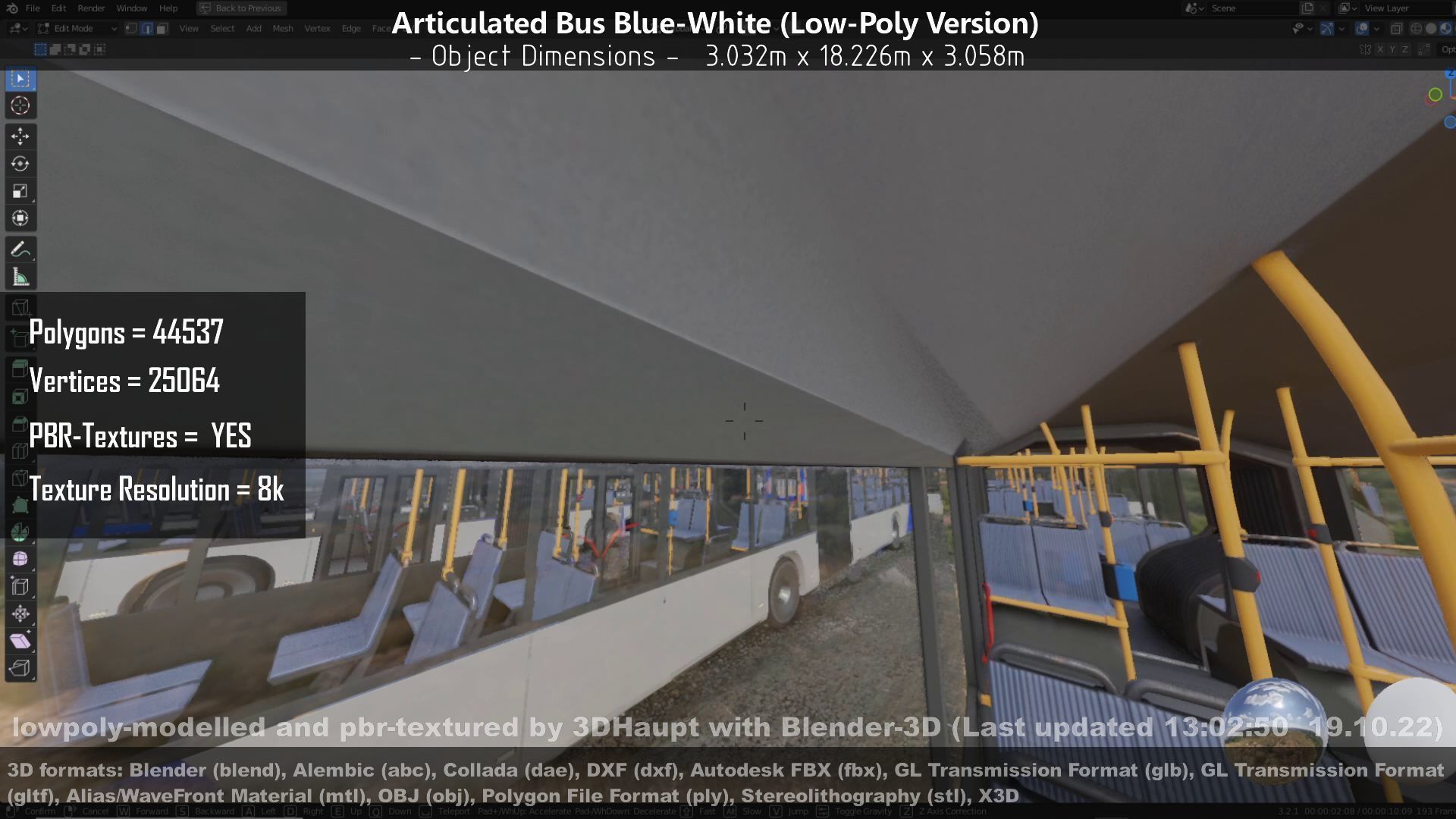 Articulated City Bus Blue-White Low-poly 3D model_130