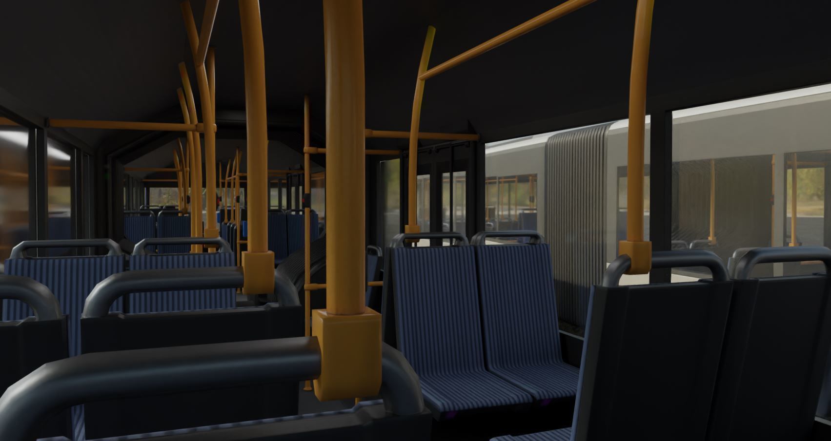 Articulated City Bus Blue-White Low-poly 3D model_6