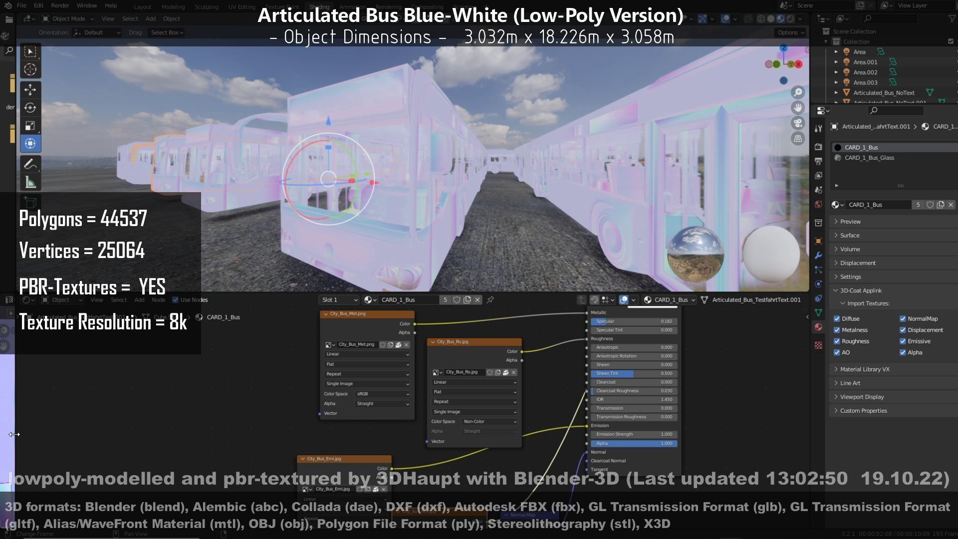 Articulated City Bus Blue-White Low-poly 3D model_97