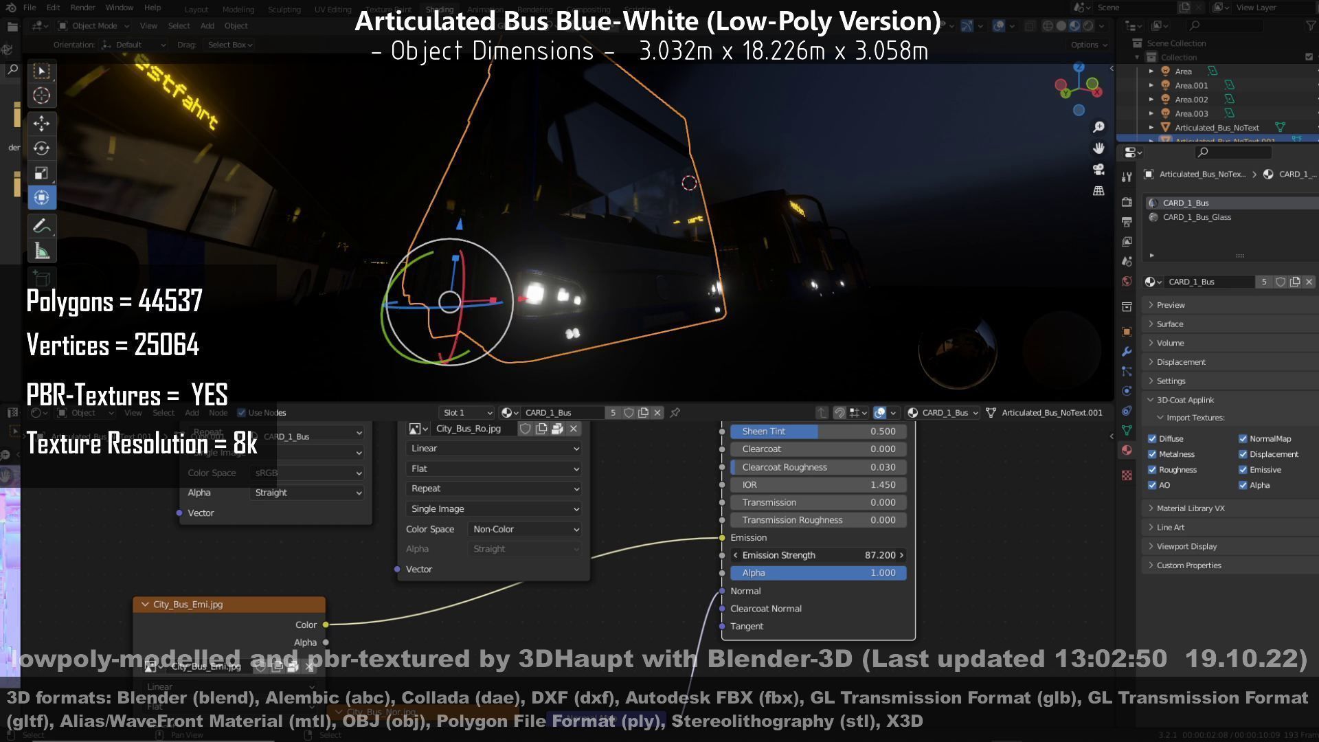 Articulated City Bus Blue-White Low-poly 3D model_72
