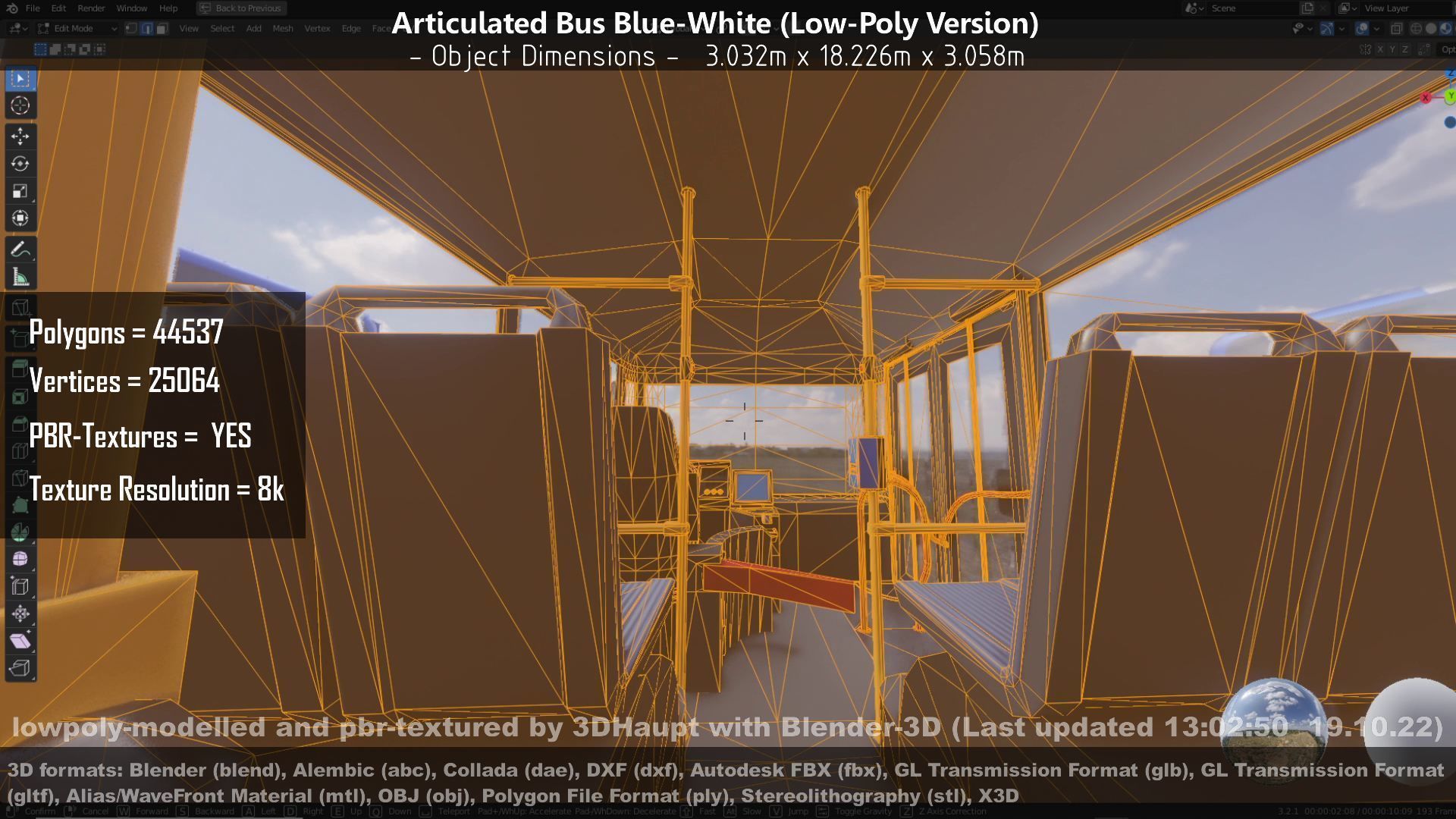 Articulated City Bus Blue-White Low-poly 3D model_124