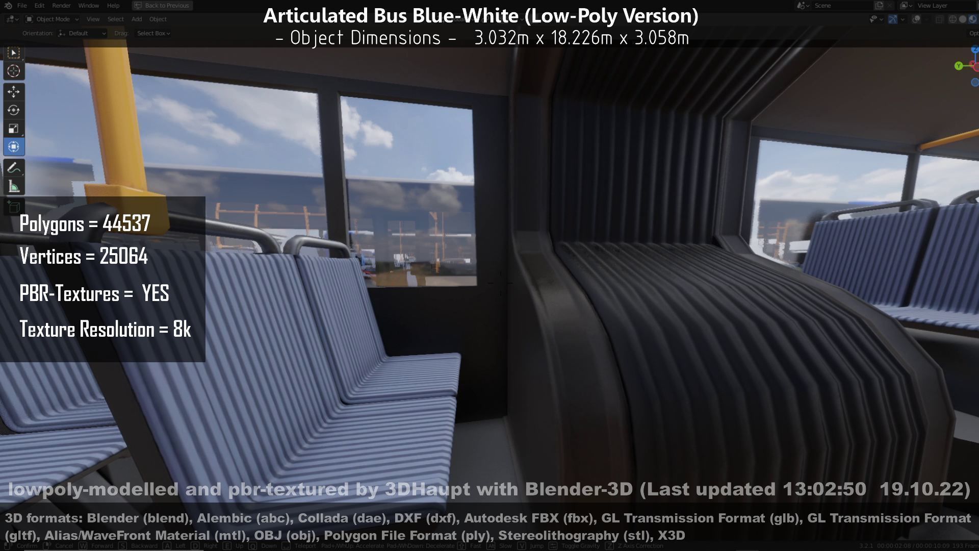 Articulated City Bus Blue-White Low-poly 3D model_110
