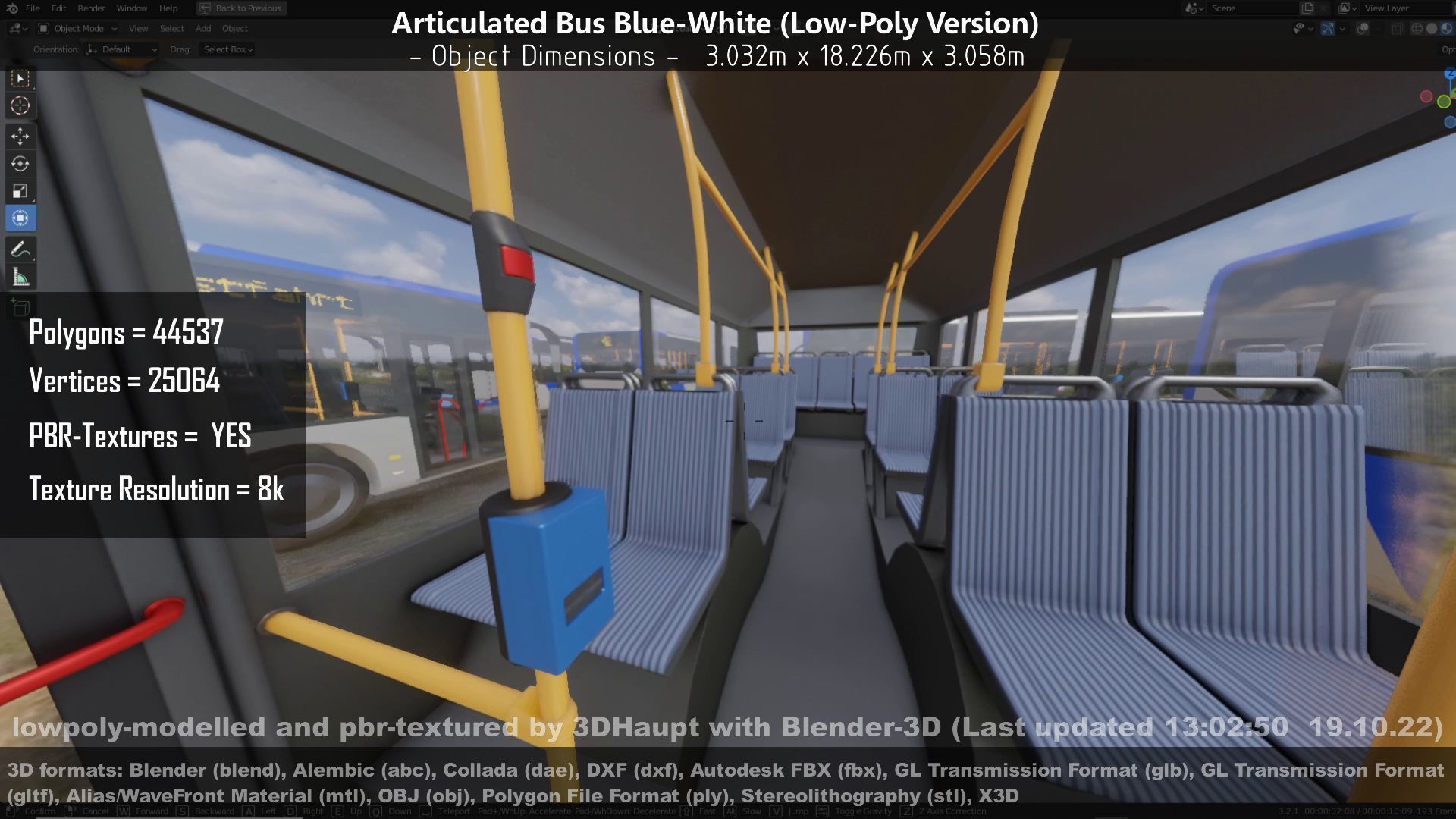 Articulated City Bus Blue-White Low-poly 3D model_112