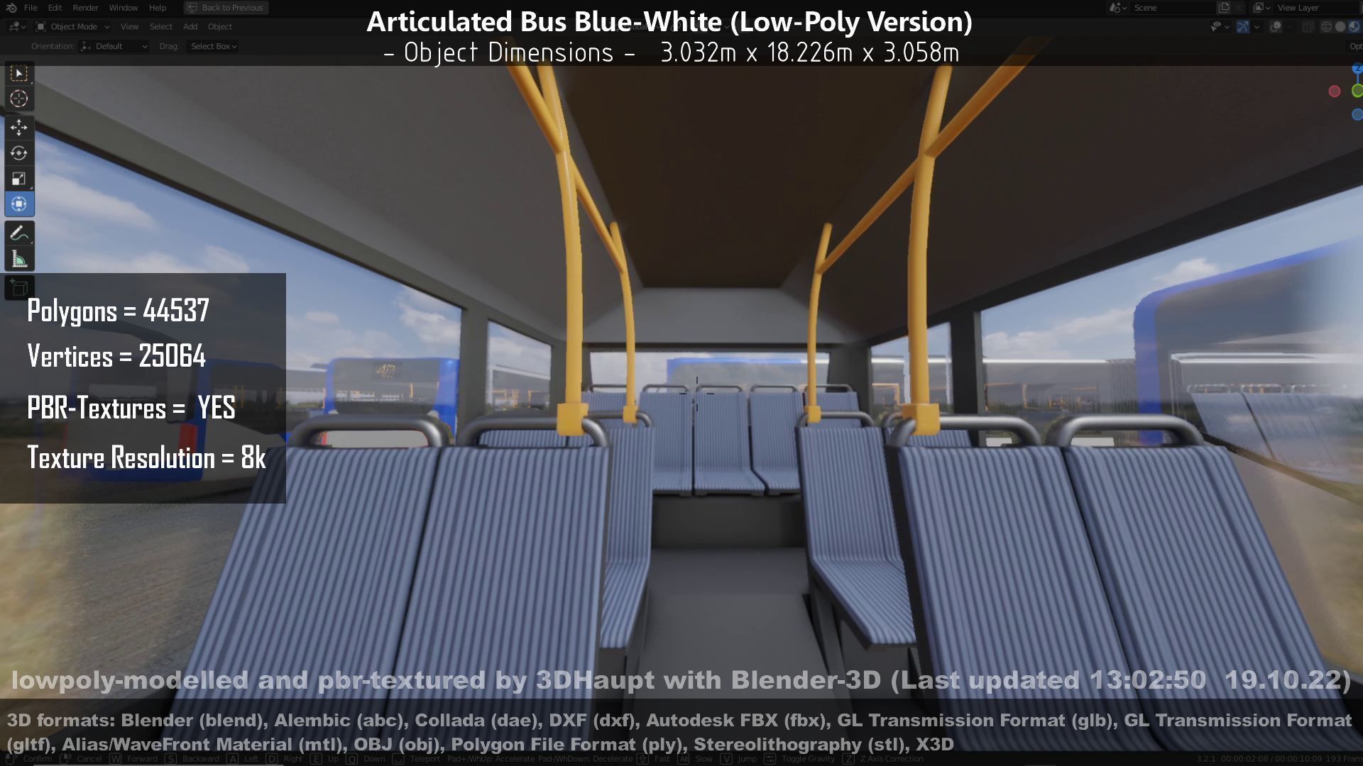 Articulated City Bus Blue-White Low-poly 3D model_63