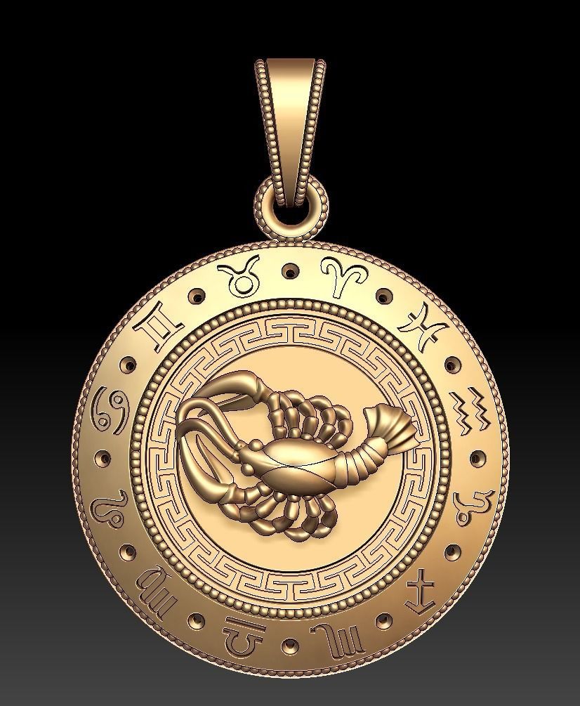 Cancer Zodiac Pendant 3D print model_10