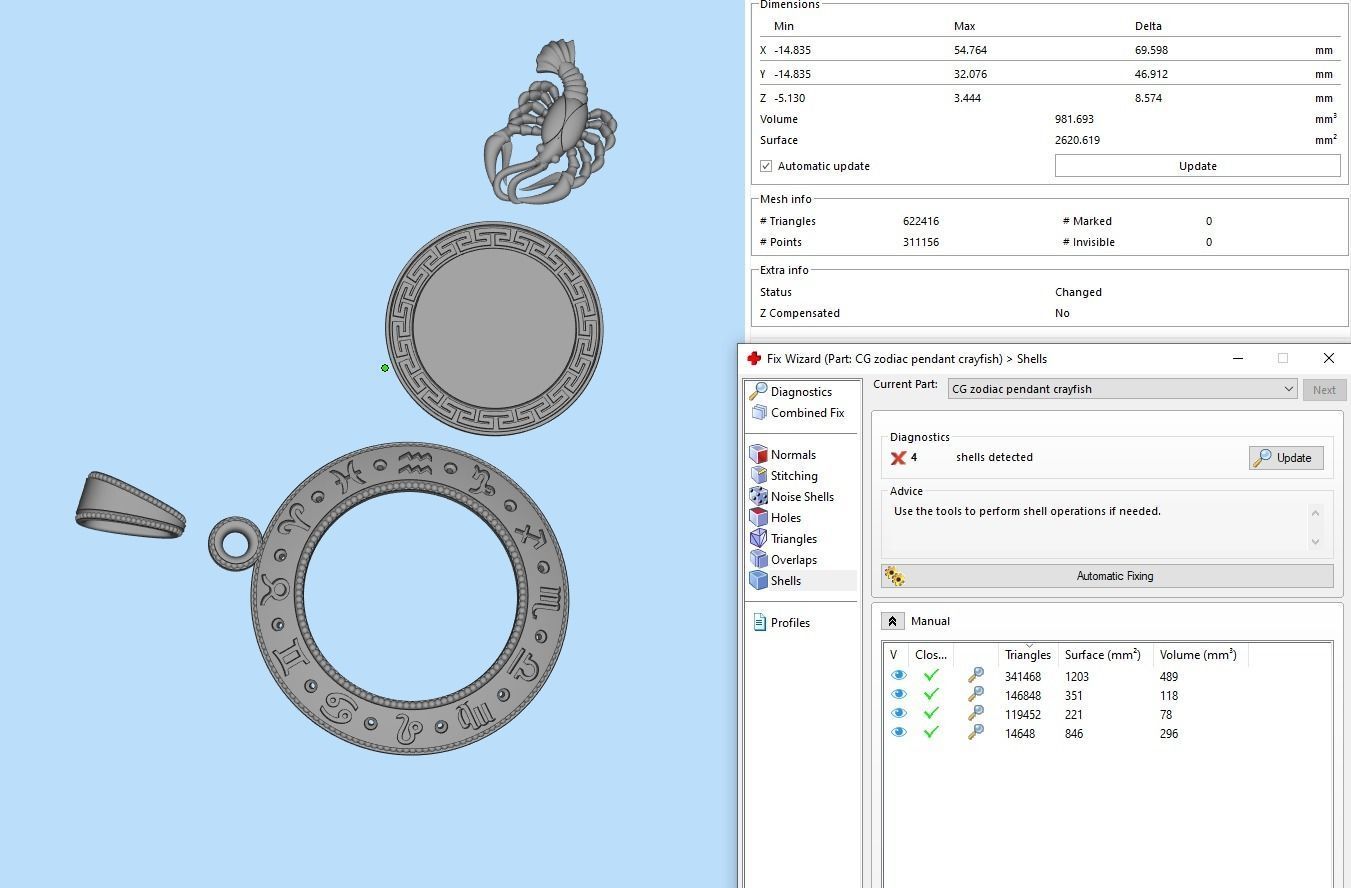 Cancer Zodiac Pendant 3D print model_15