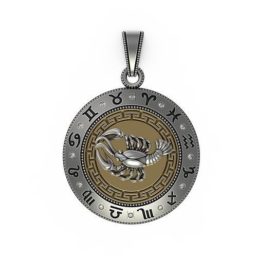 Cancer Zodiac Pendant 3D print model