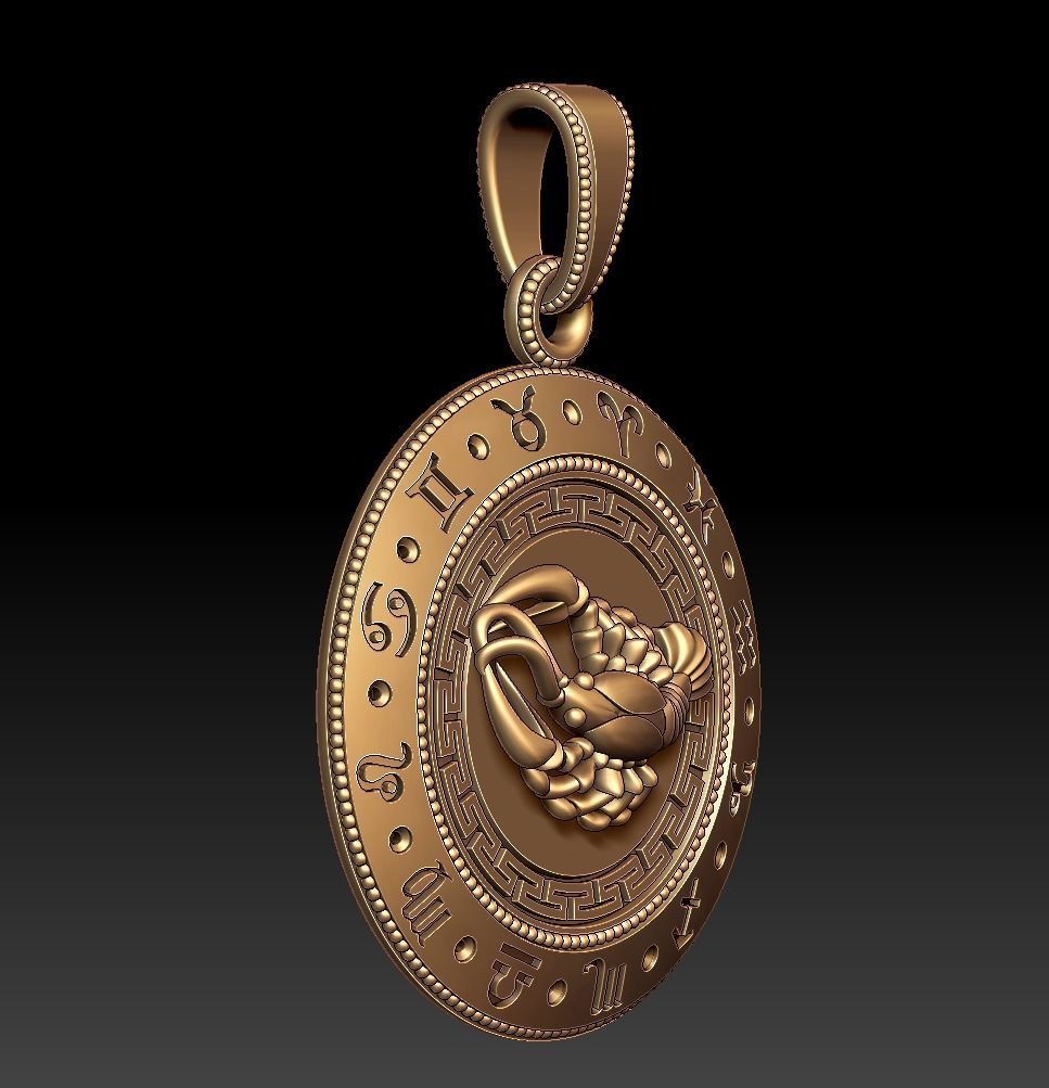Cancer Zodiac Pendant 3D print model_11