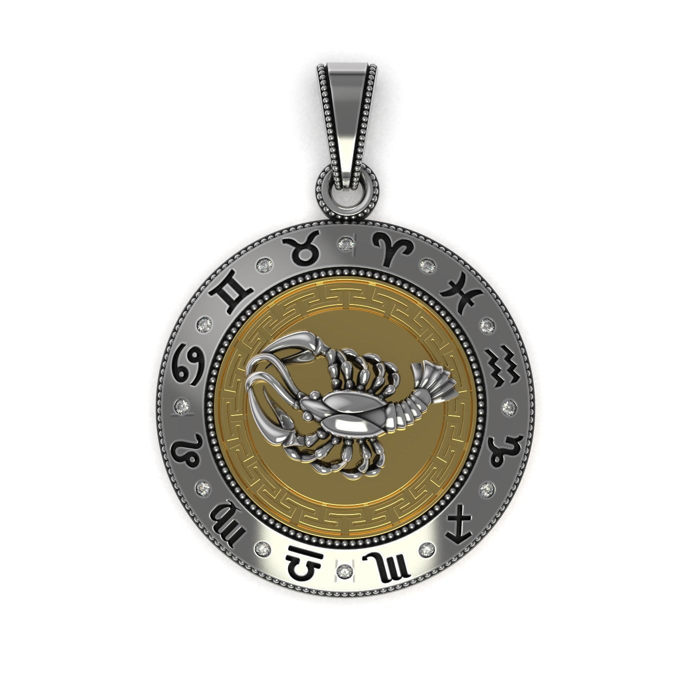 Cancer Zodiac Pendant 3D print model_6