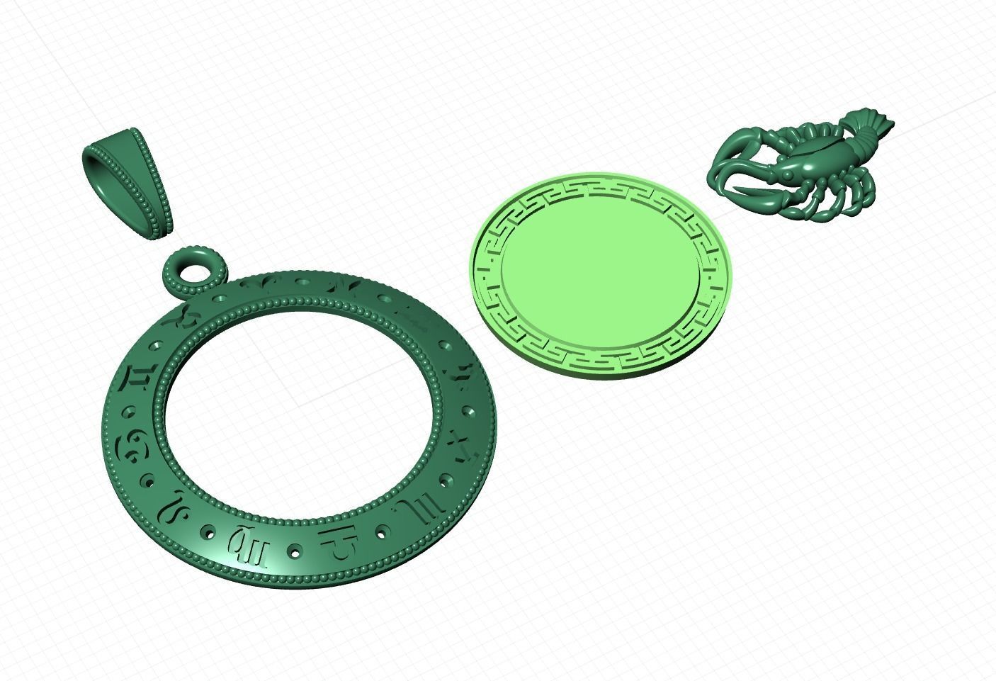 Cancer Zodiac Pendant 3D print model_9