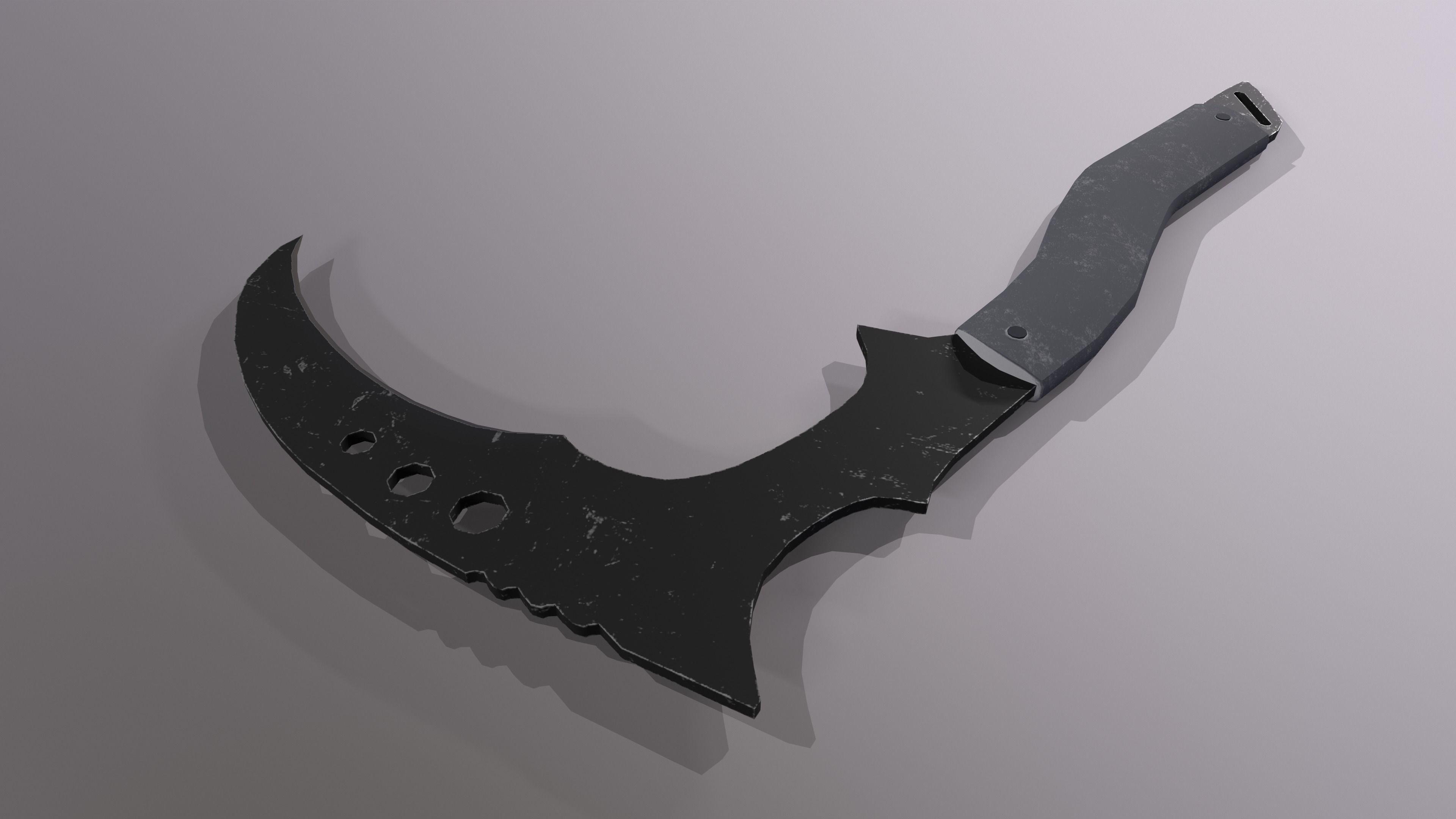 Modern Scythe Low-poly 3D model_4