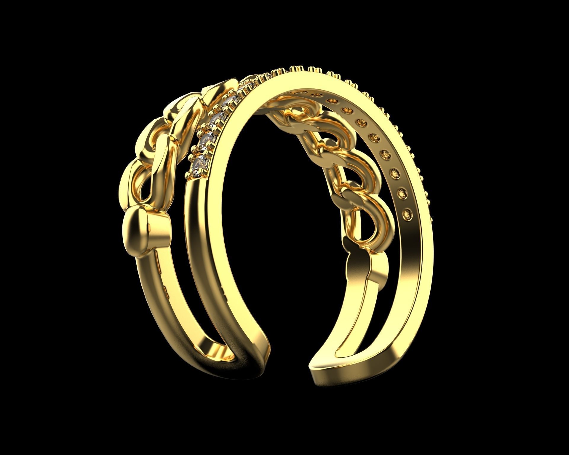 Chain Ring with Diamonds N25 3D print model_10