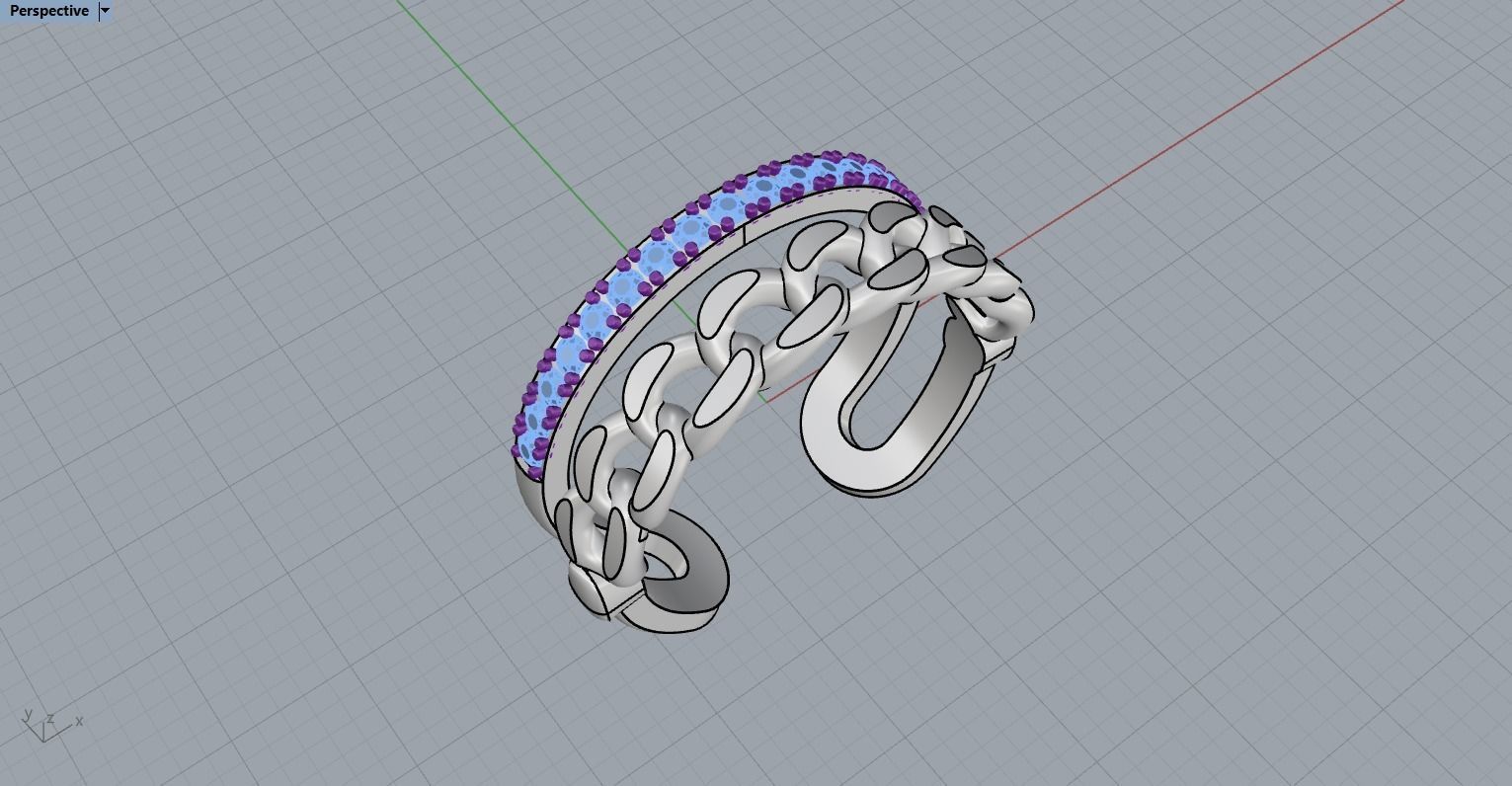 Chain Ring with Diamonds N25 3D print model_20