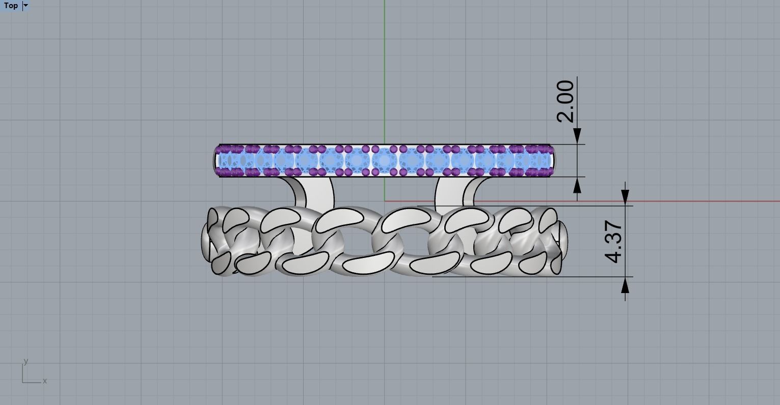 Chain Ring with Diamonds N25 3D print model_7