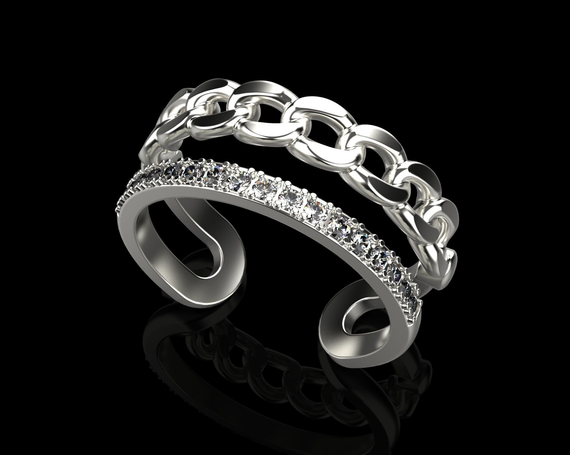 Chain Ring with Diamonds N25 3D print model_14