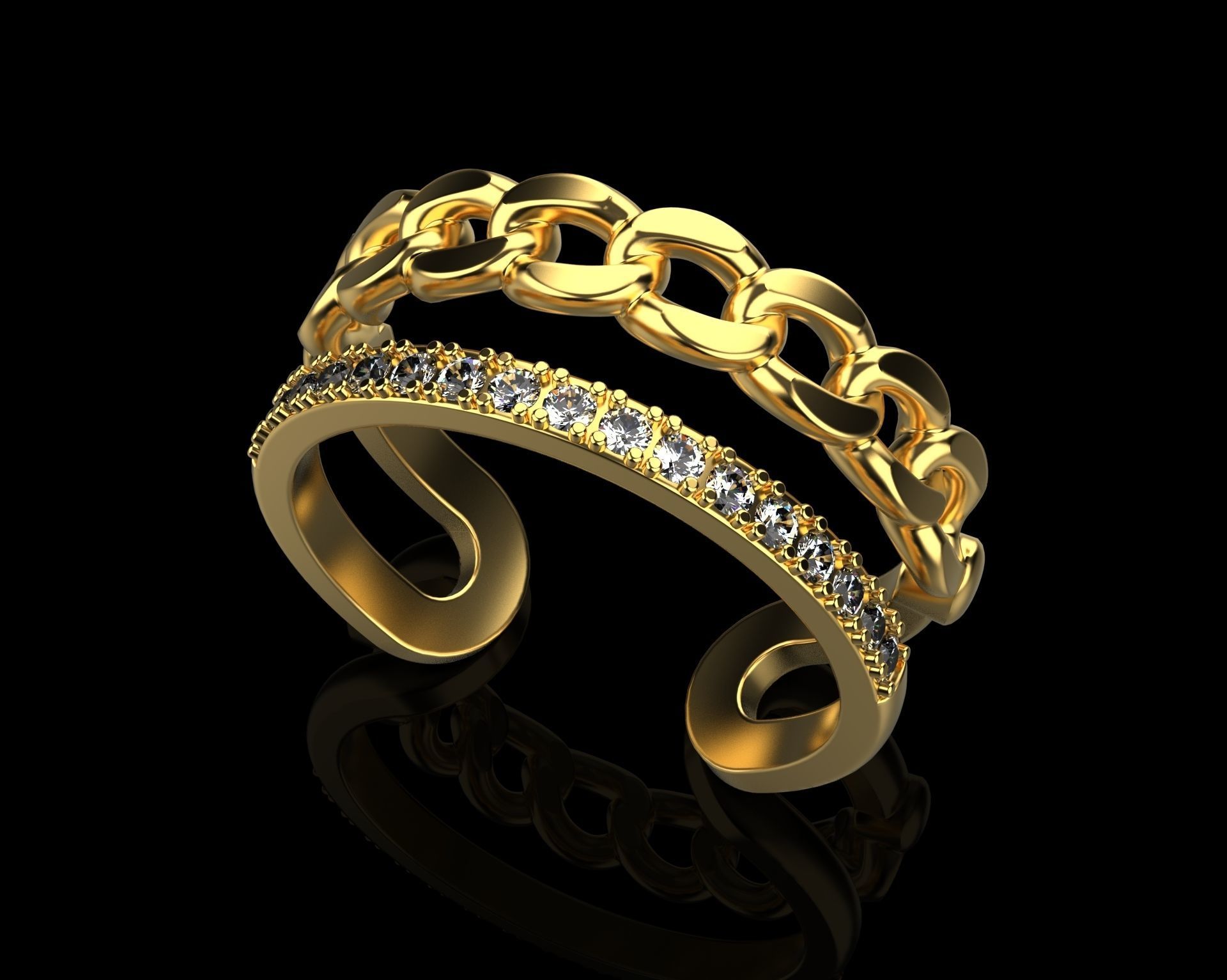 Chain Ring with Diamonds N25 3D print model_11