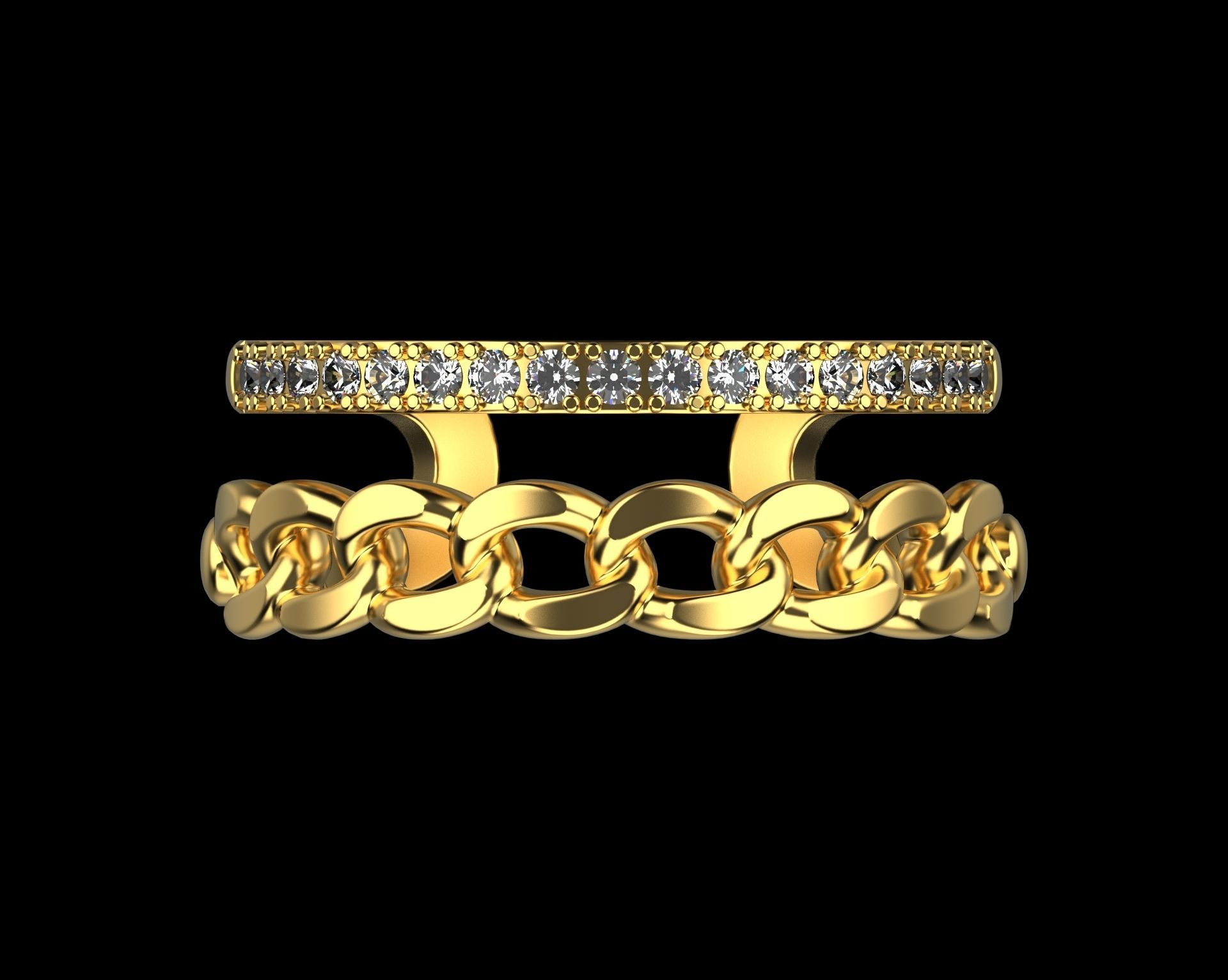 Chain Ring with Diamonds N25 3D print model_3