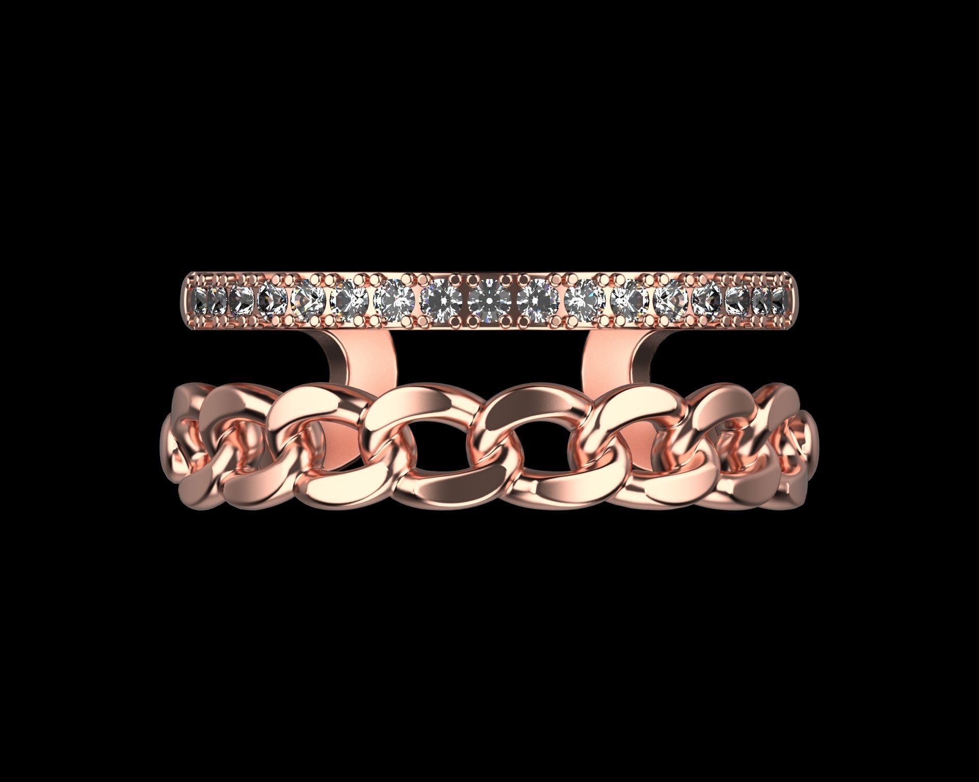 Chain Ring with Diamonds N25 3D print model_17